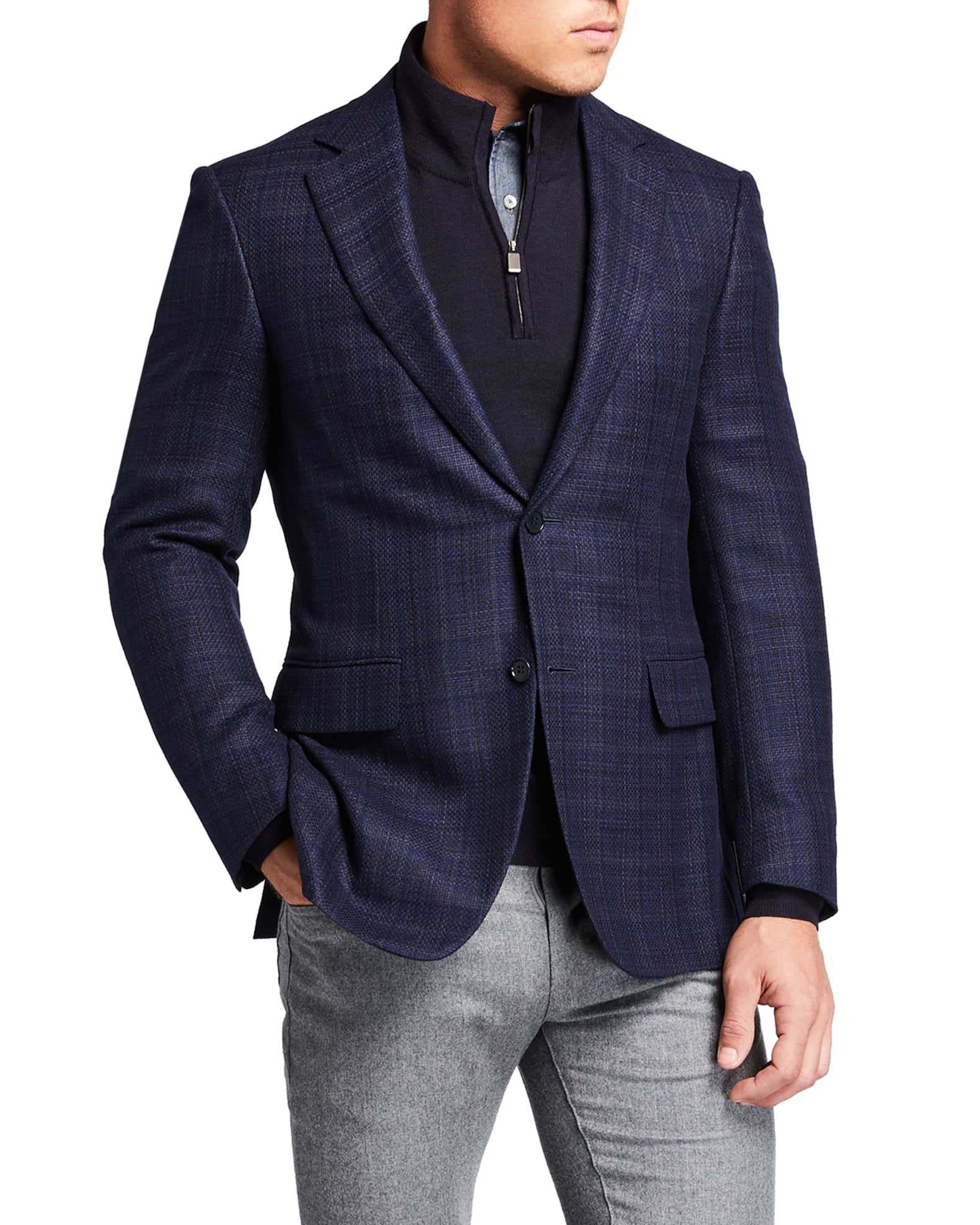 Canali Men's Plaid Sport Jacket | Neiman Marcus