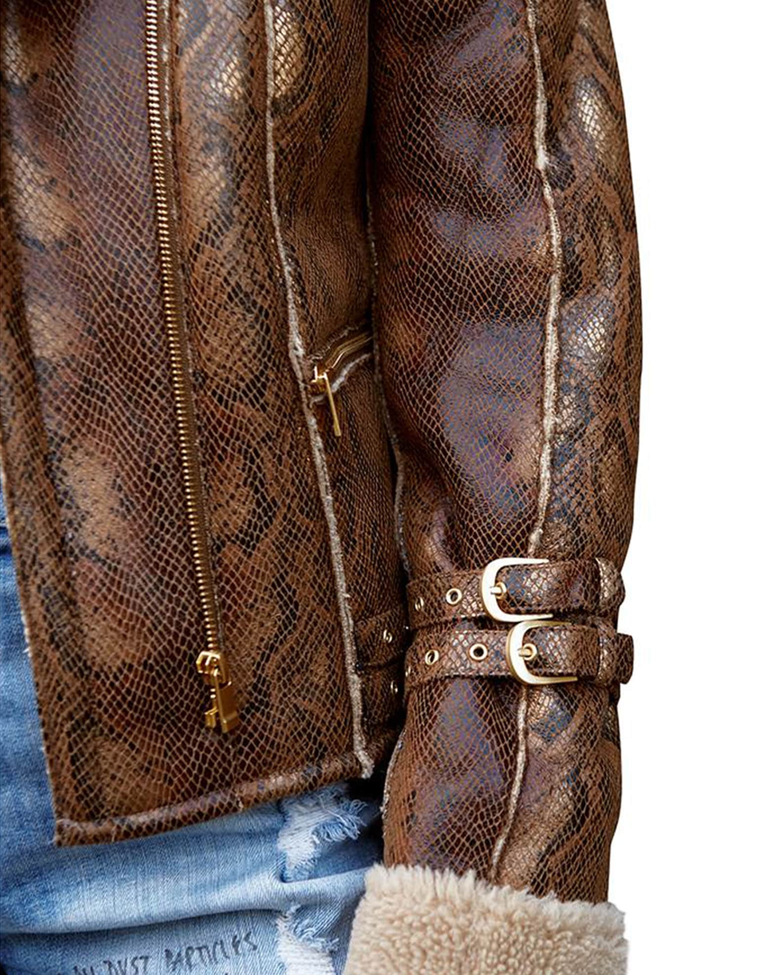 AS by DF Python-Print Faux Shearling Jacket | Neiman Marcus