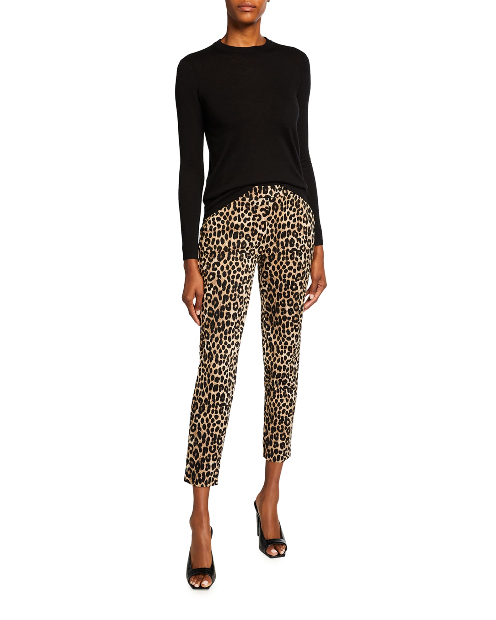 Michael Kors Women's Cheetah Stripe Leggings Black Size Petite Large