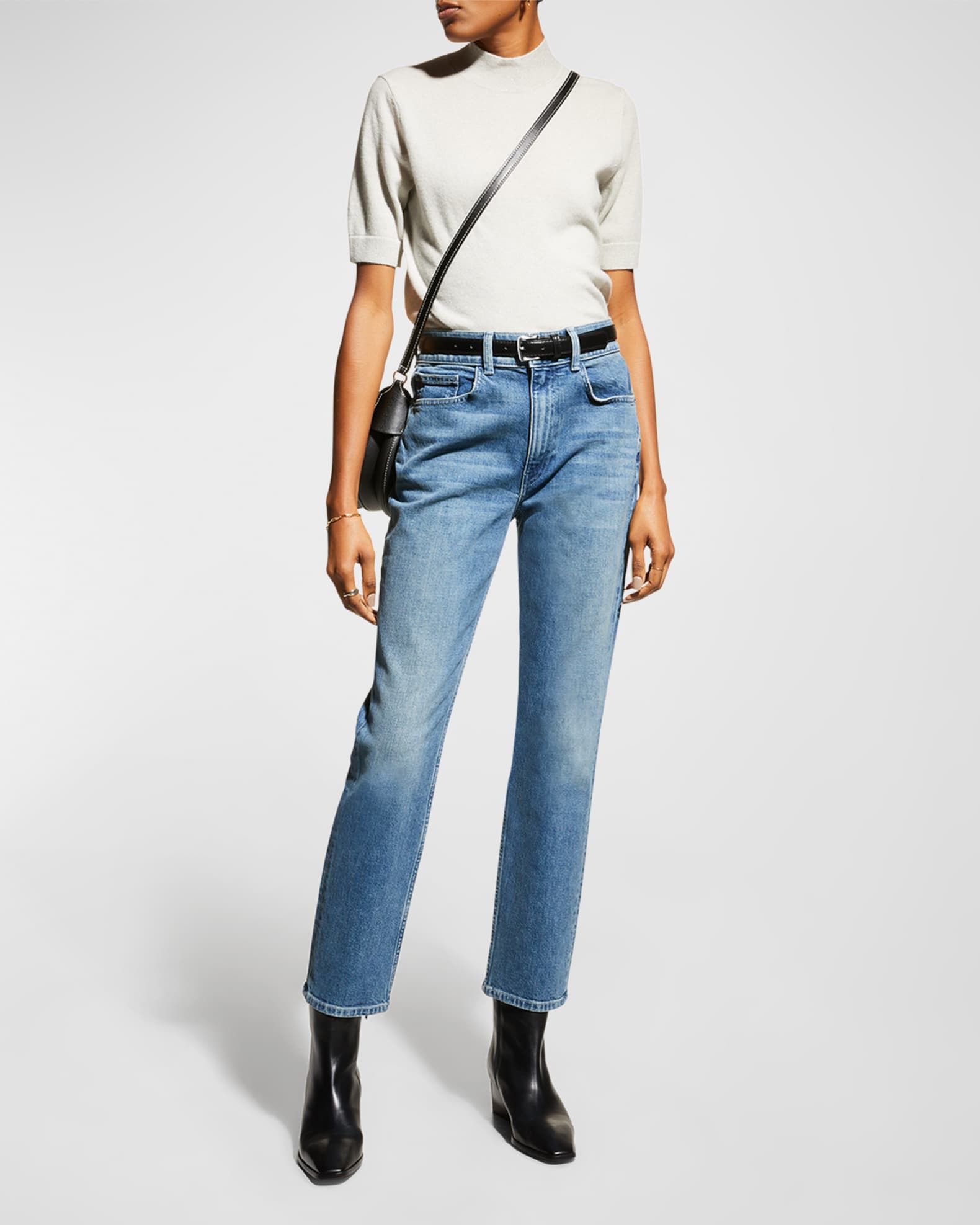 Lafayette 148 New York Reeve High Waist Straight Ankle Jeans