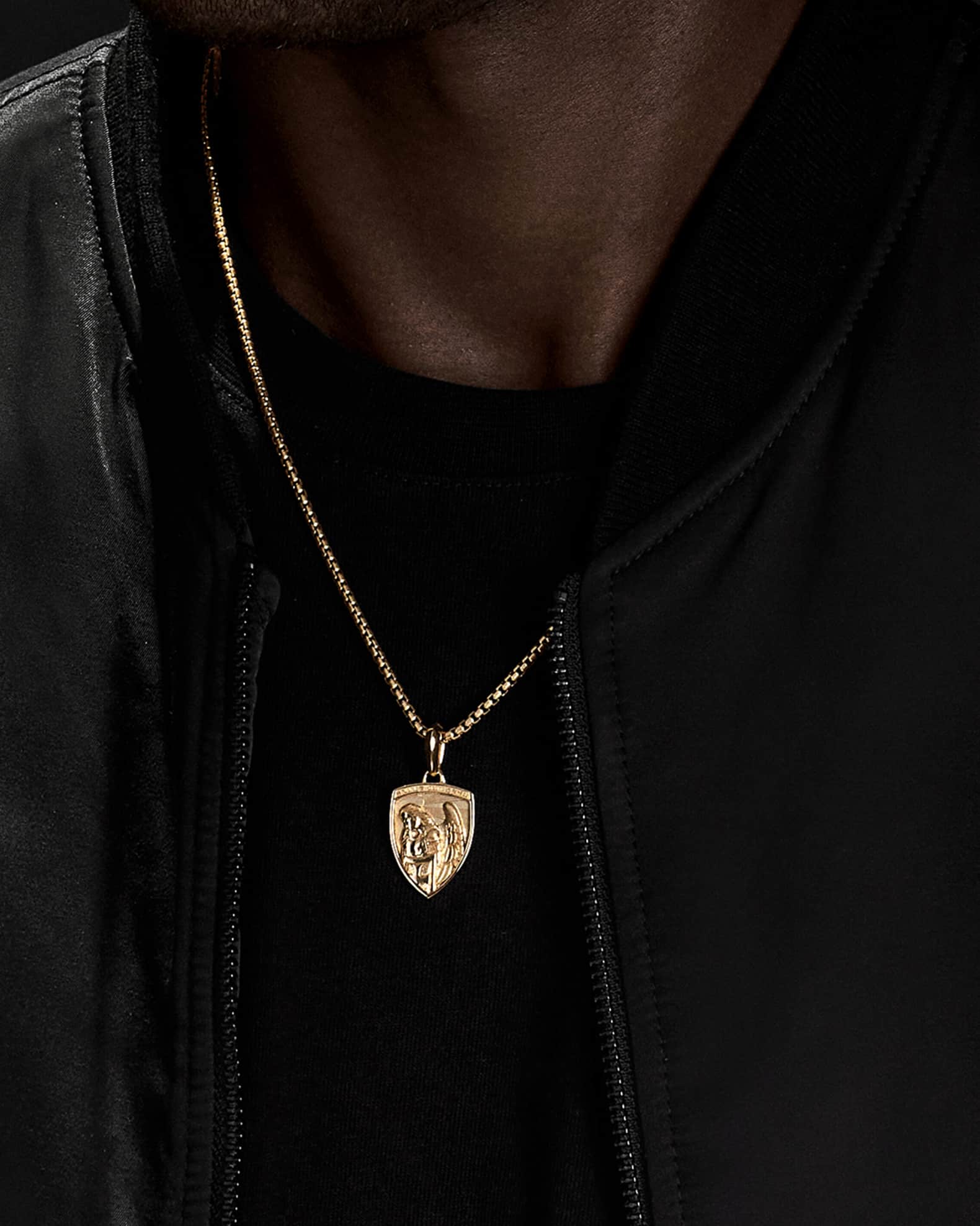 Men's St. Michael Amulet in 18K Gold, 26mm 1