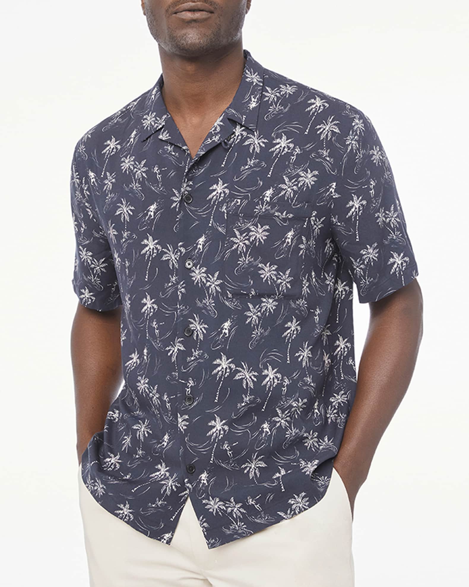 FRAME Men's Palm Tree Camp Shirt | Neiman Marcus
