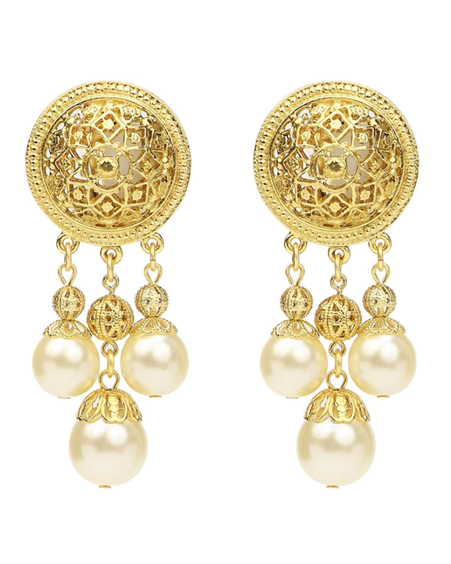 Ben-Amun Pearly Dangle Clip Earrings | Neiman Marcus