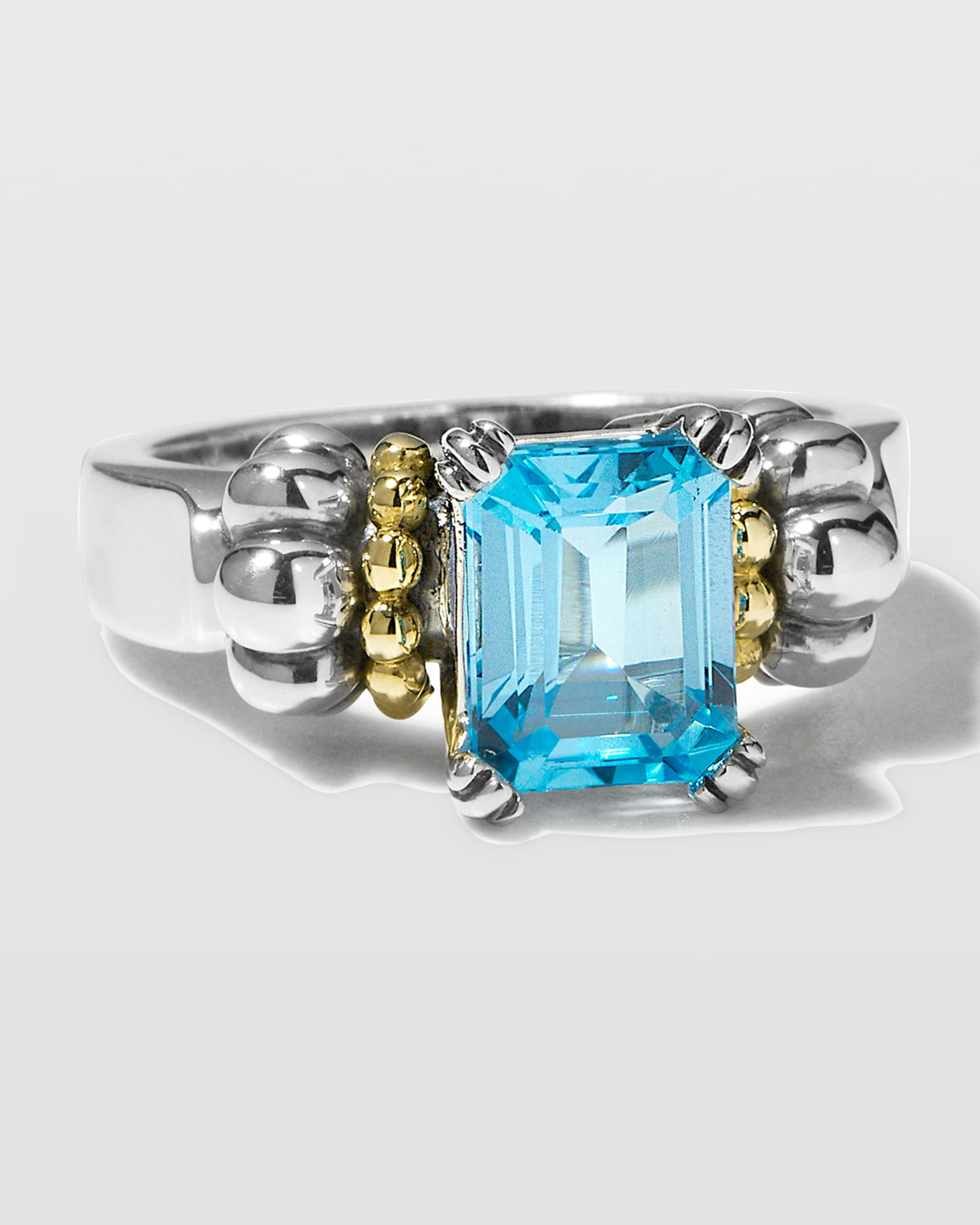 LAGOS Glacier 9x7mm Gemstone Two Tone Ring Neiman Marcus
