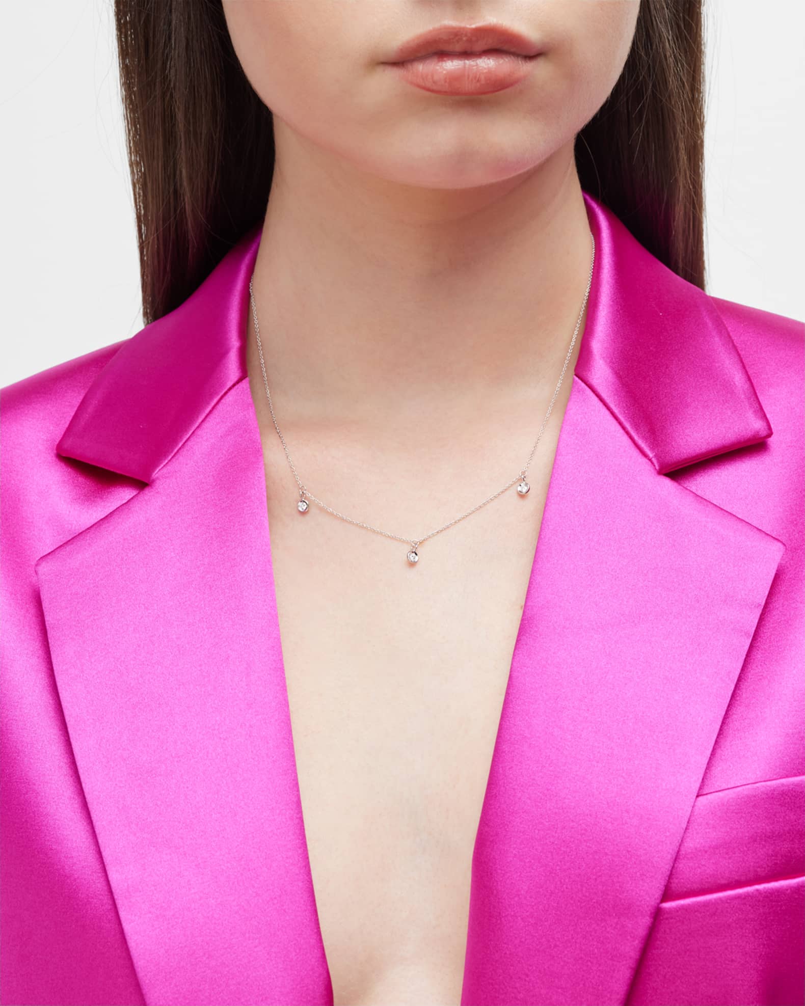 18k 3-Diamond Dangle Necklace 1