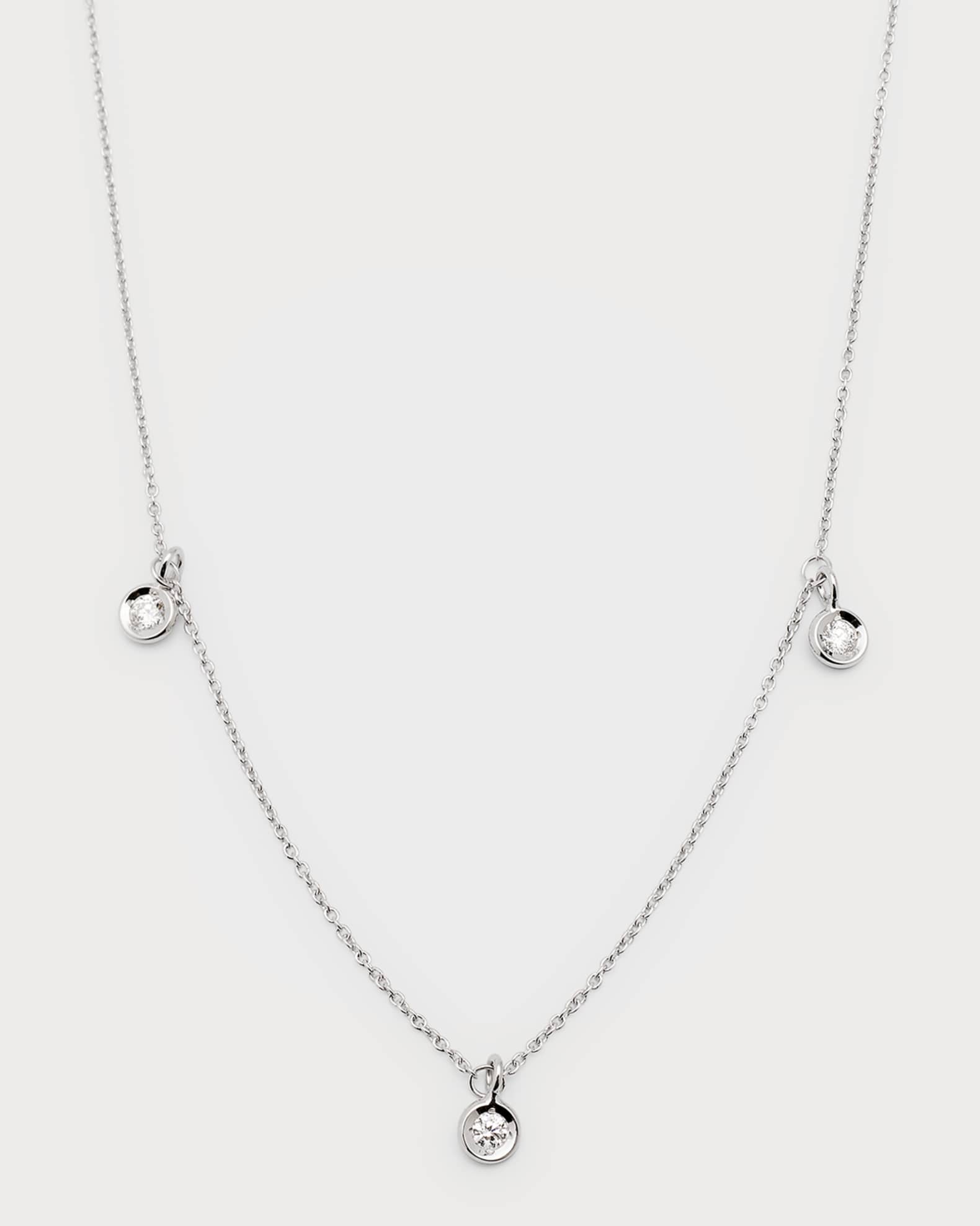18k 3-Diamond Dangle Necklace 0