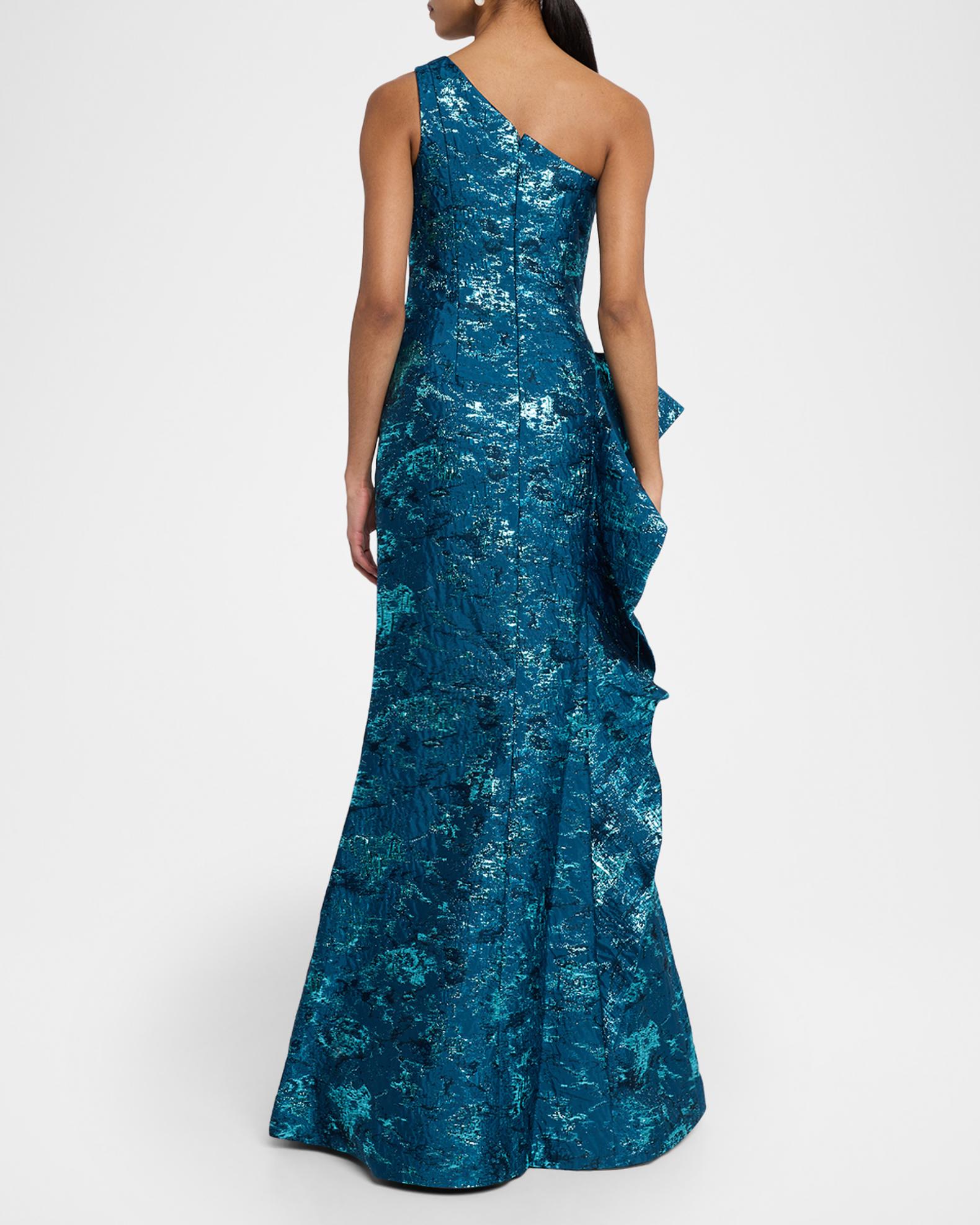 krisa asymmetrical dress Teri Jon Velvet Ruffle Asymmetrical Gown Size 4