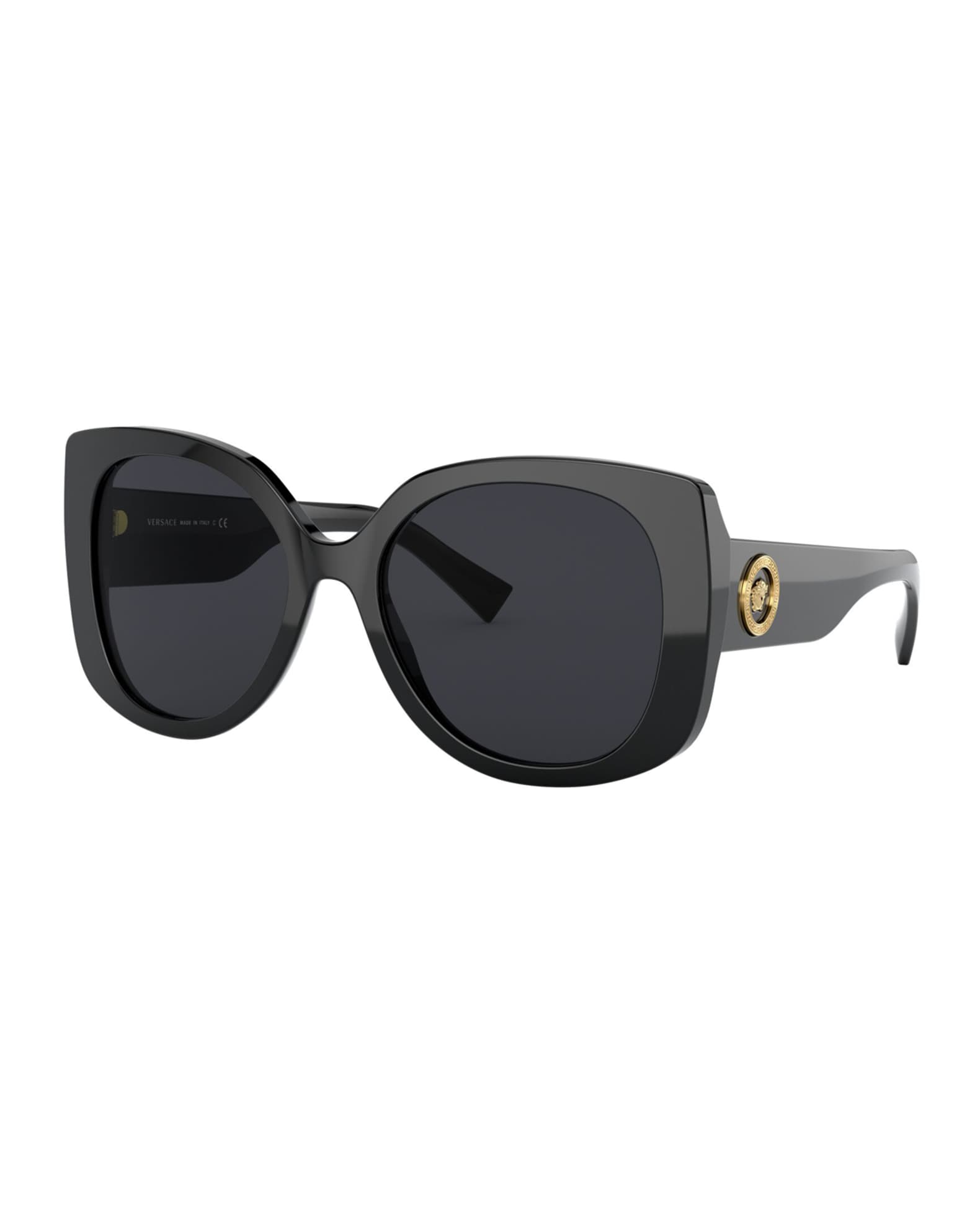 Versace Rectangle Acetate Sunglasses W Medusa Temples Neiman Marcus 