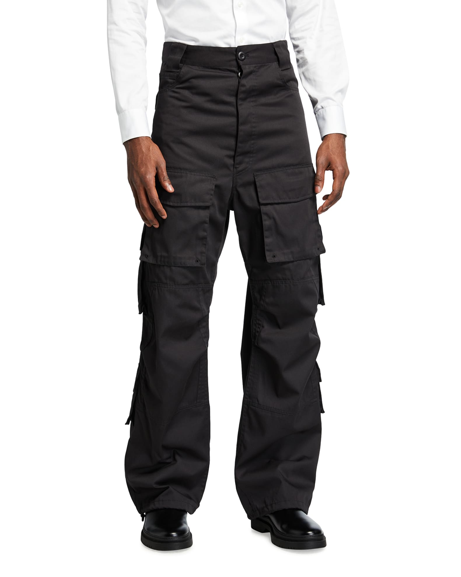 Balenciaga Men's Wide-Leg Tech Cargo Pants | Neiman Marcus