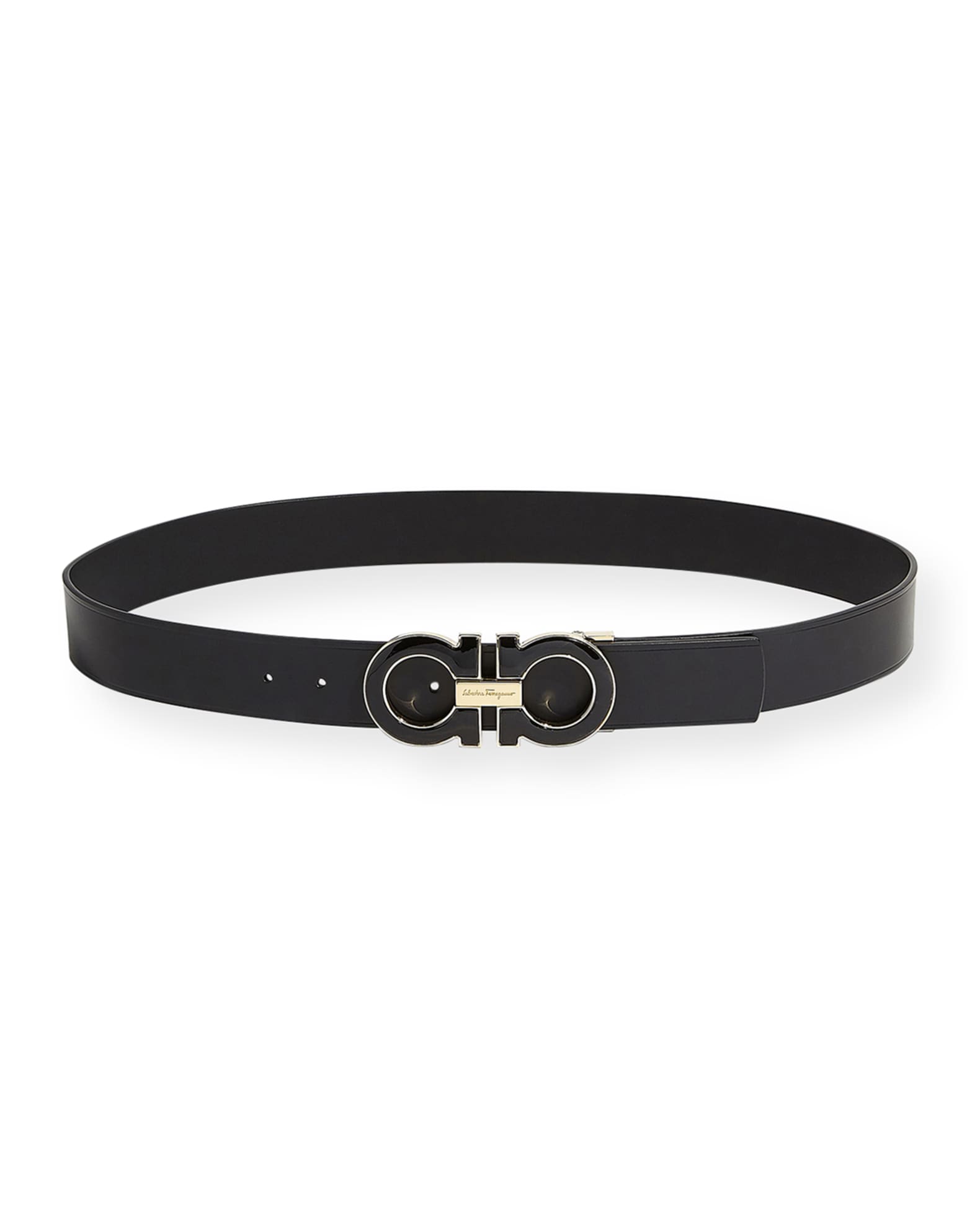 Ferragamo Men's Enamel Double Gancini Belt Neiman Marcus