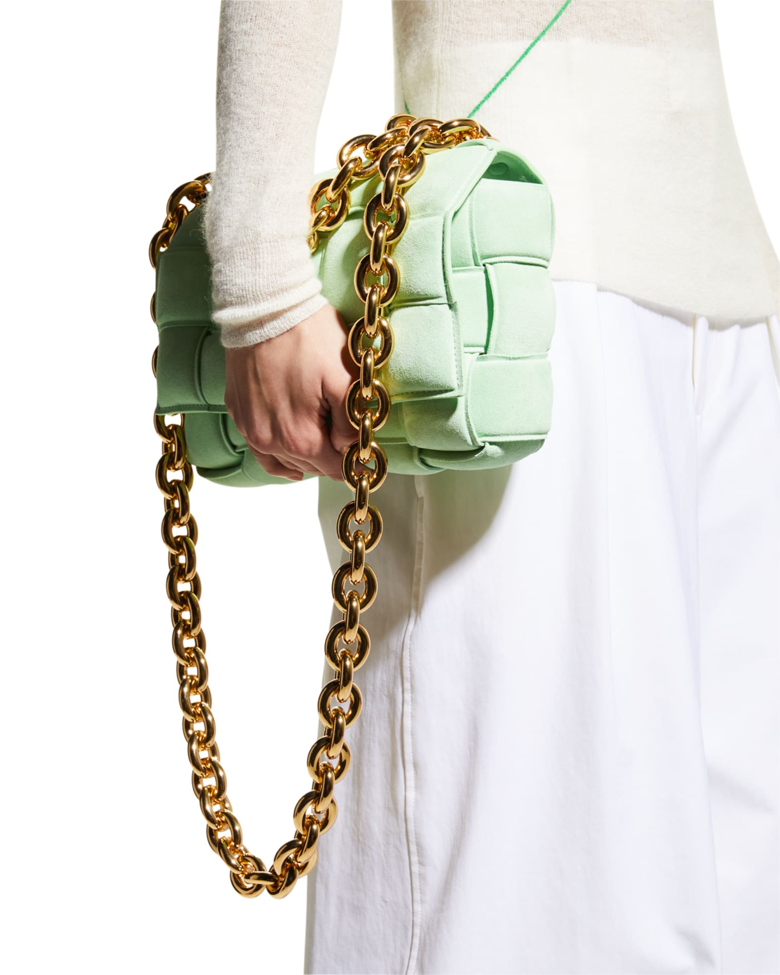 Bottega Veneta Suede Chain Cassette Crossbody Bag | Neiman Marcus