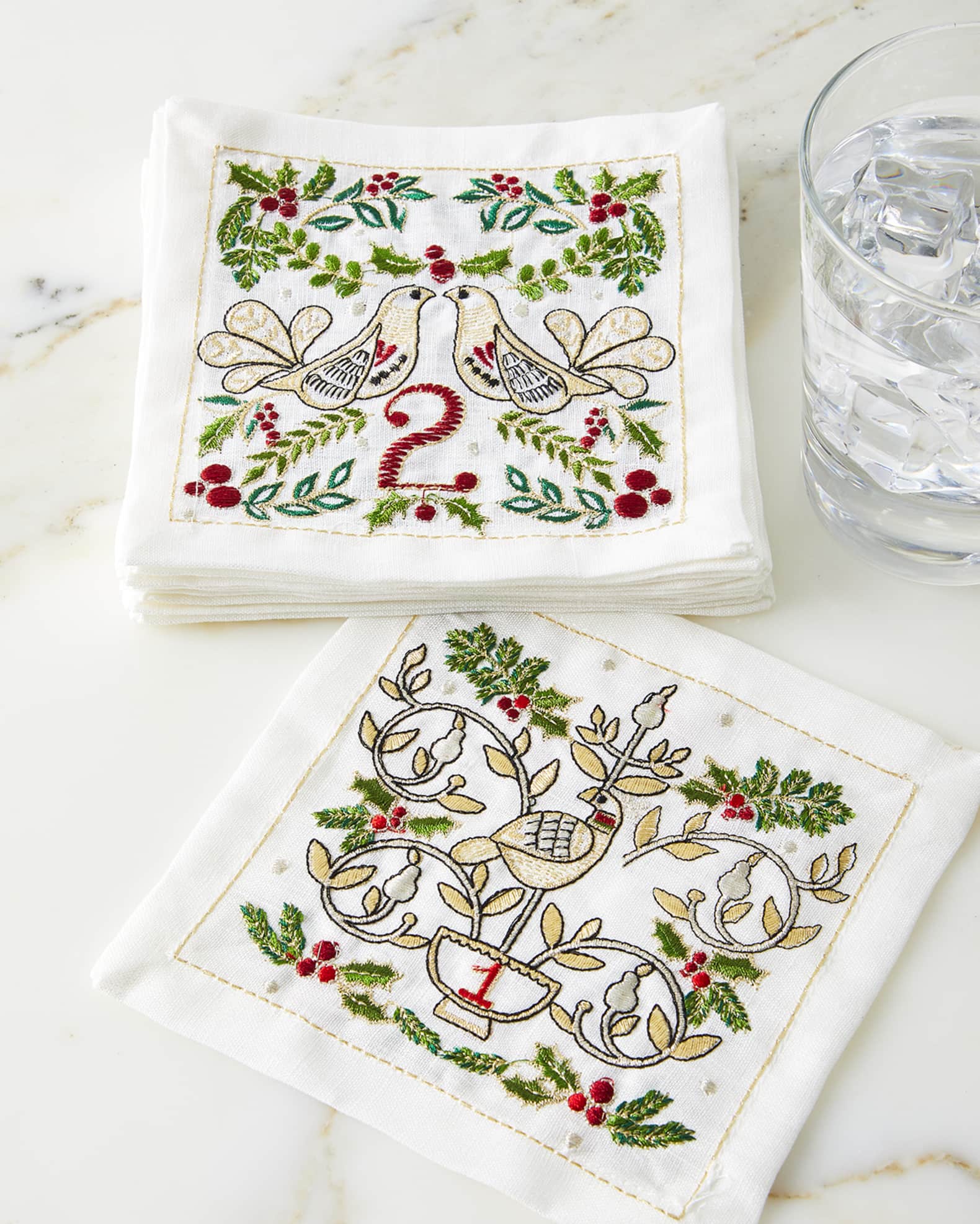 Kim Seybert 12 Days of Christmas Cocktail Napkins Neiman Marcus