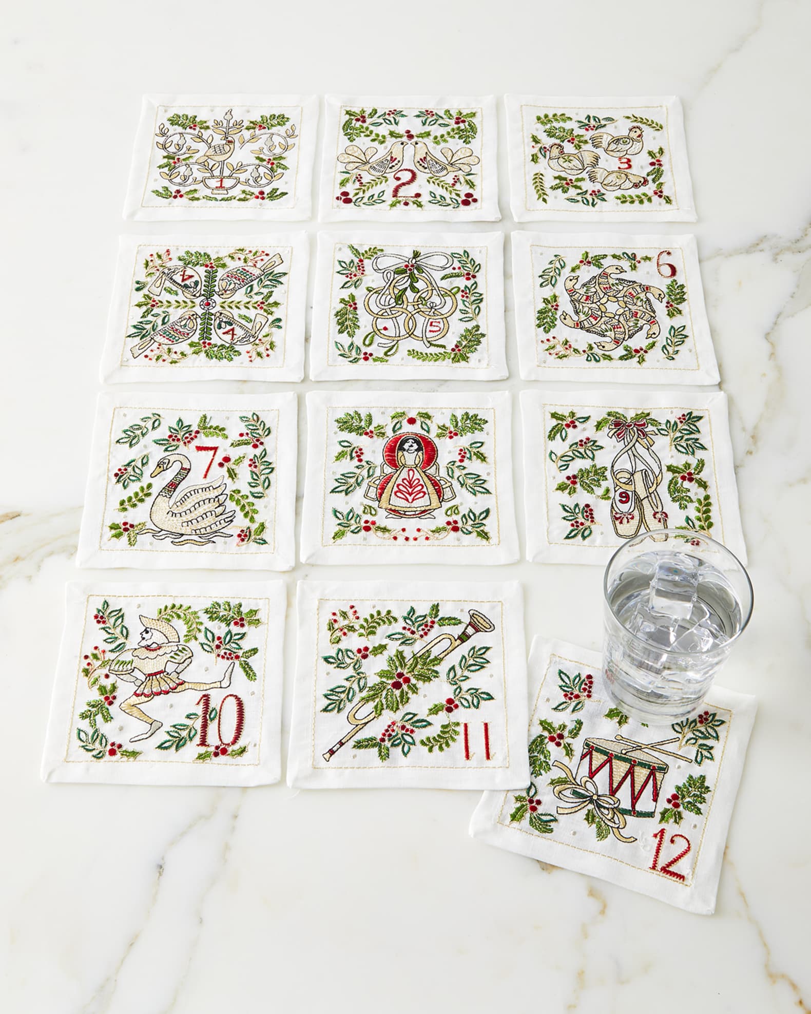 Kim Seybert 12 Days of Christmas Cocktail Napkins Neiman Marcus