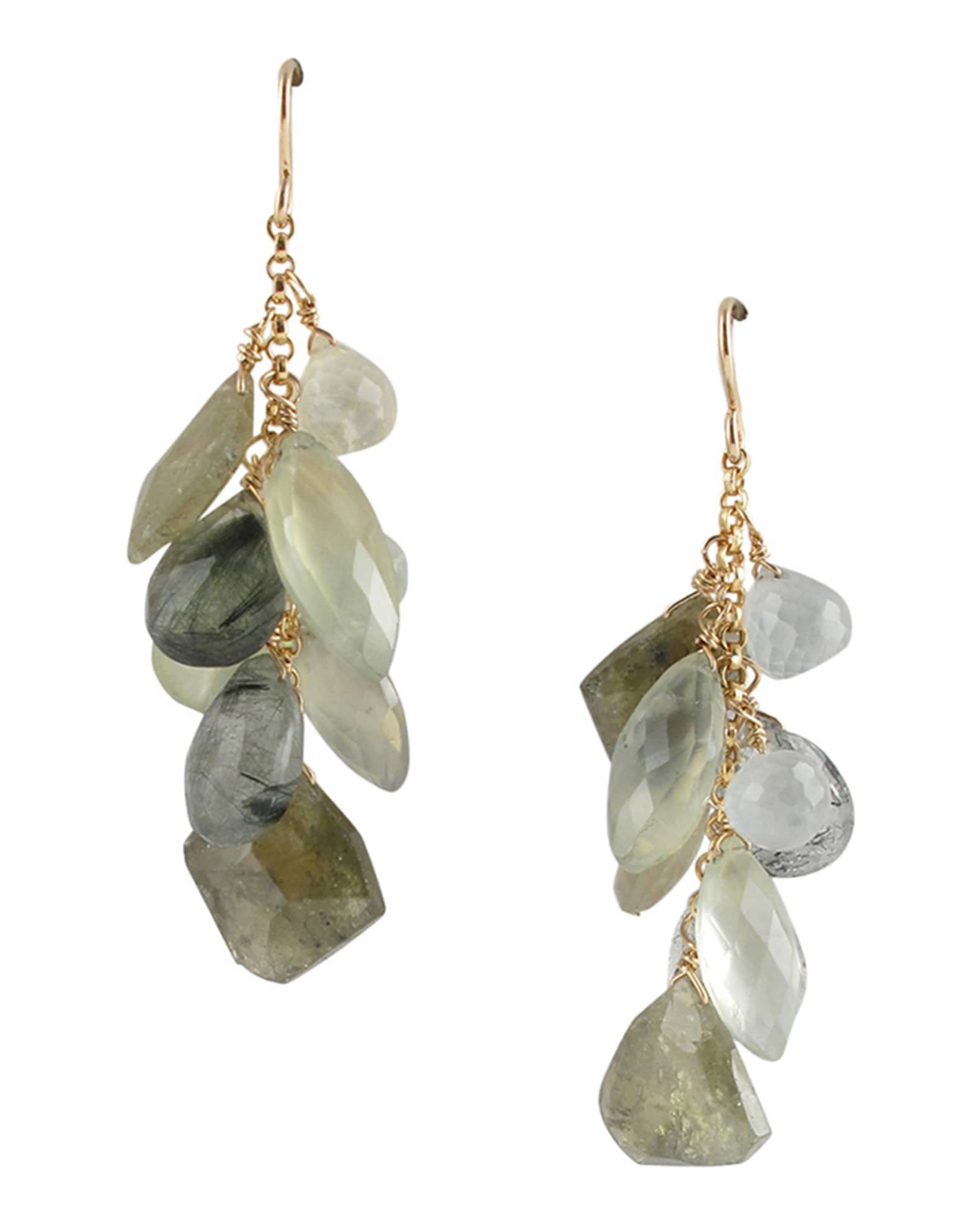 Prehnite and Green Garnet Cluster Earrings 0