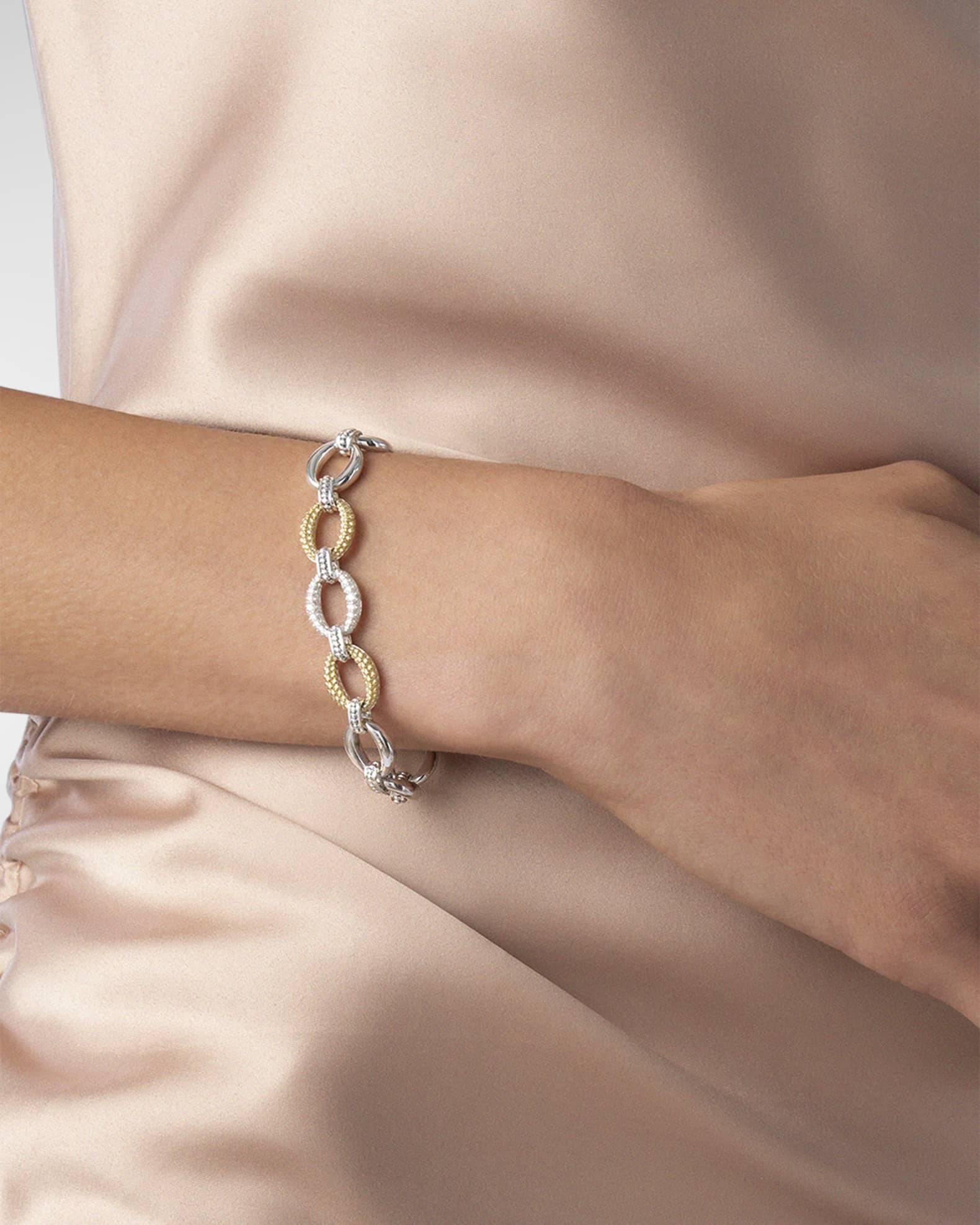 Caviar Lux Diamond-Station Two-Tone Bracelet 1