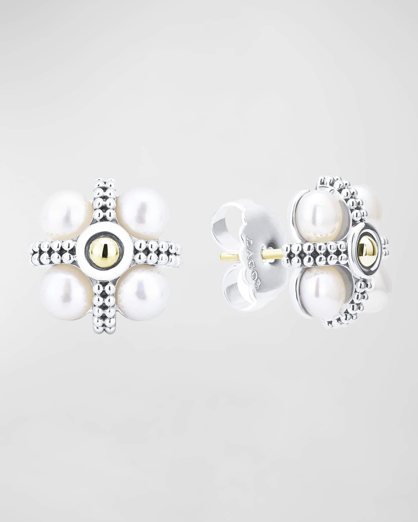 LAGOS Luna Pearl Two-Tone Stud Earrings