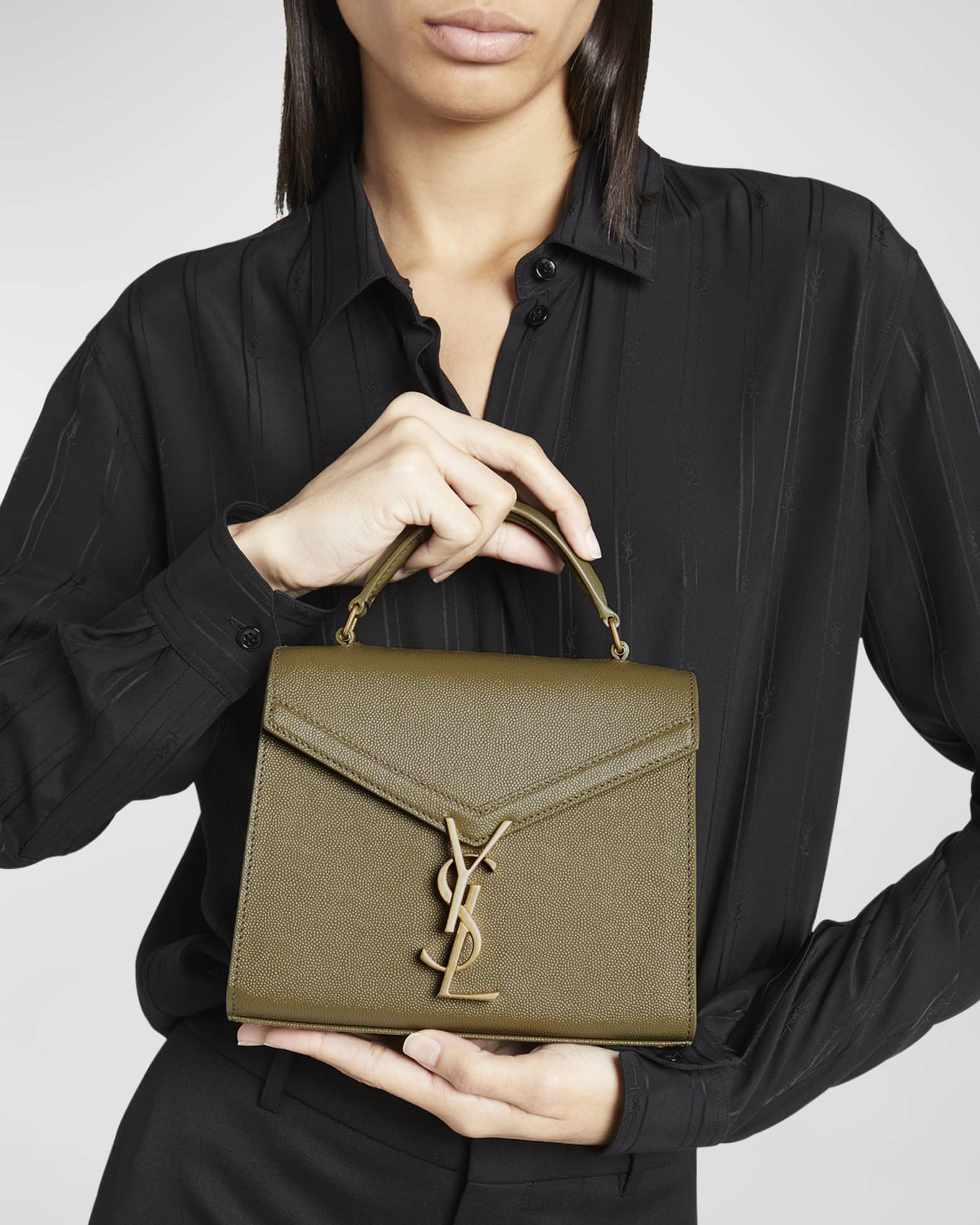 Saint Laurent Cassandre Mini Monogram YSL Grain de Poudre Top-Handle ...