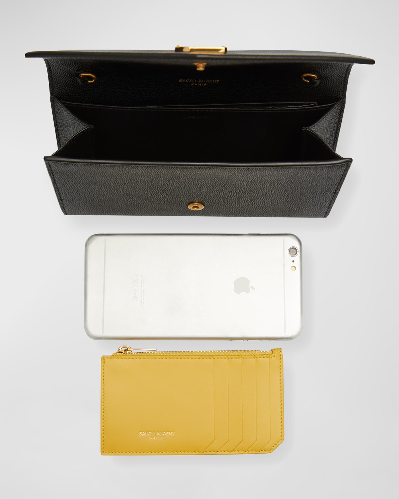 Uptown YSL Wallet on Chain in Grained Leather