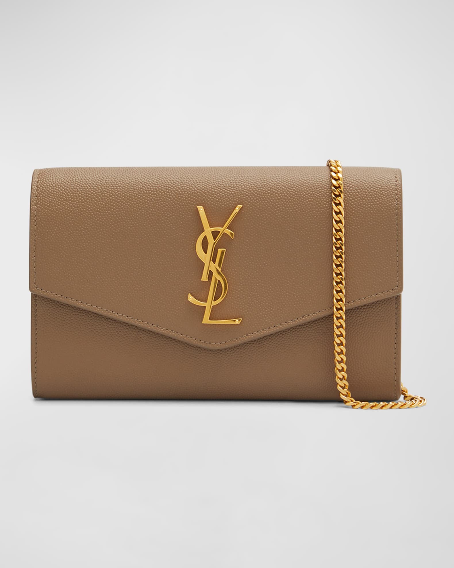 Saint Laurent Uptown YSL Monogram Grain de Poudre Wallet on Chain w