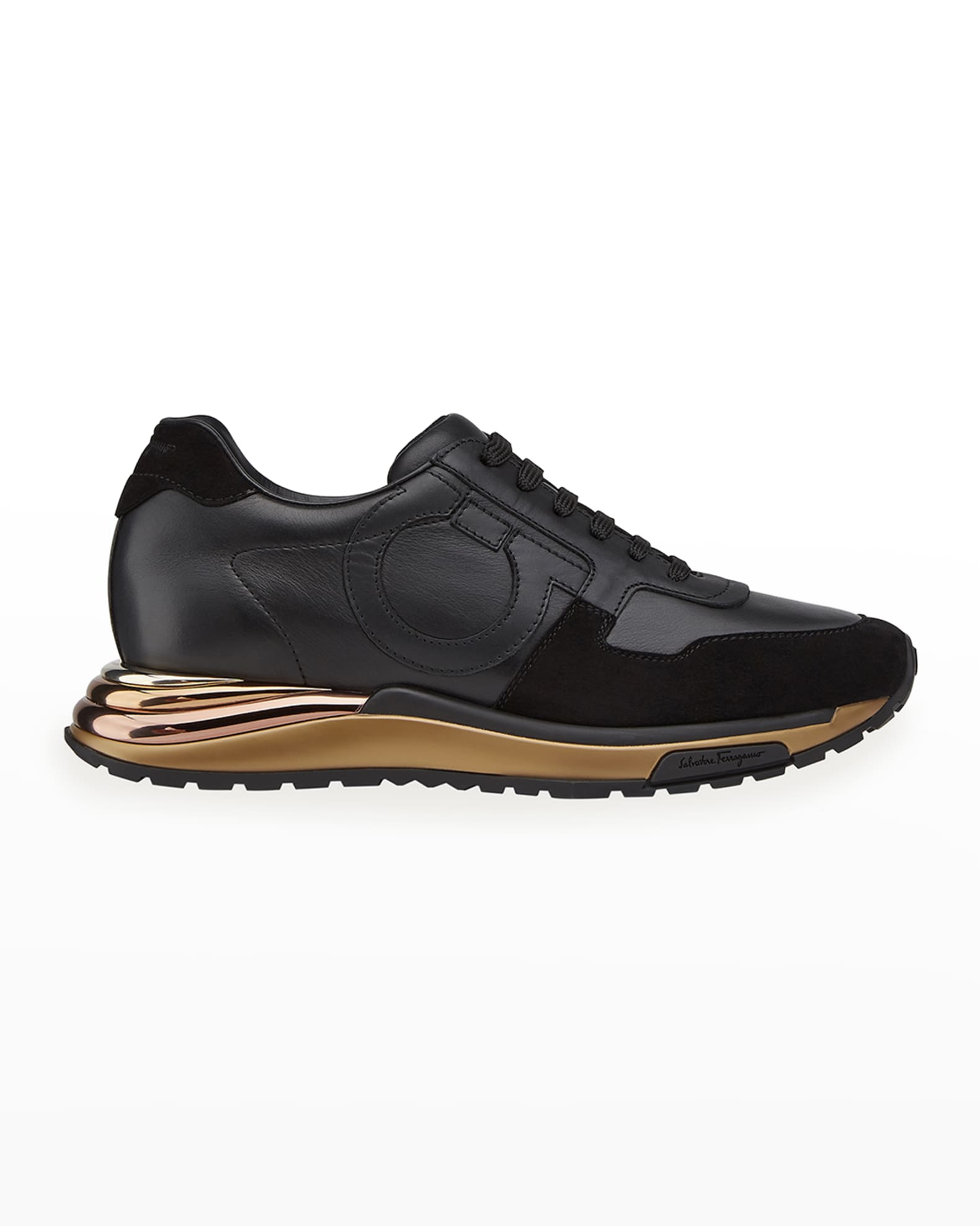 Salvatore Ferragamo Brooklyn Gancio Leather Sneakers | Neiman Marcus