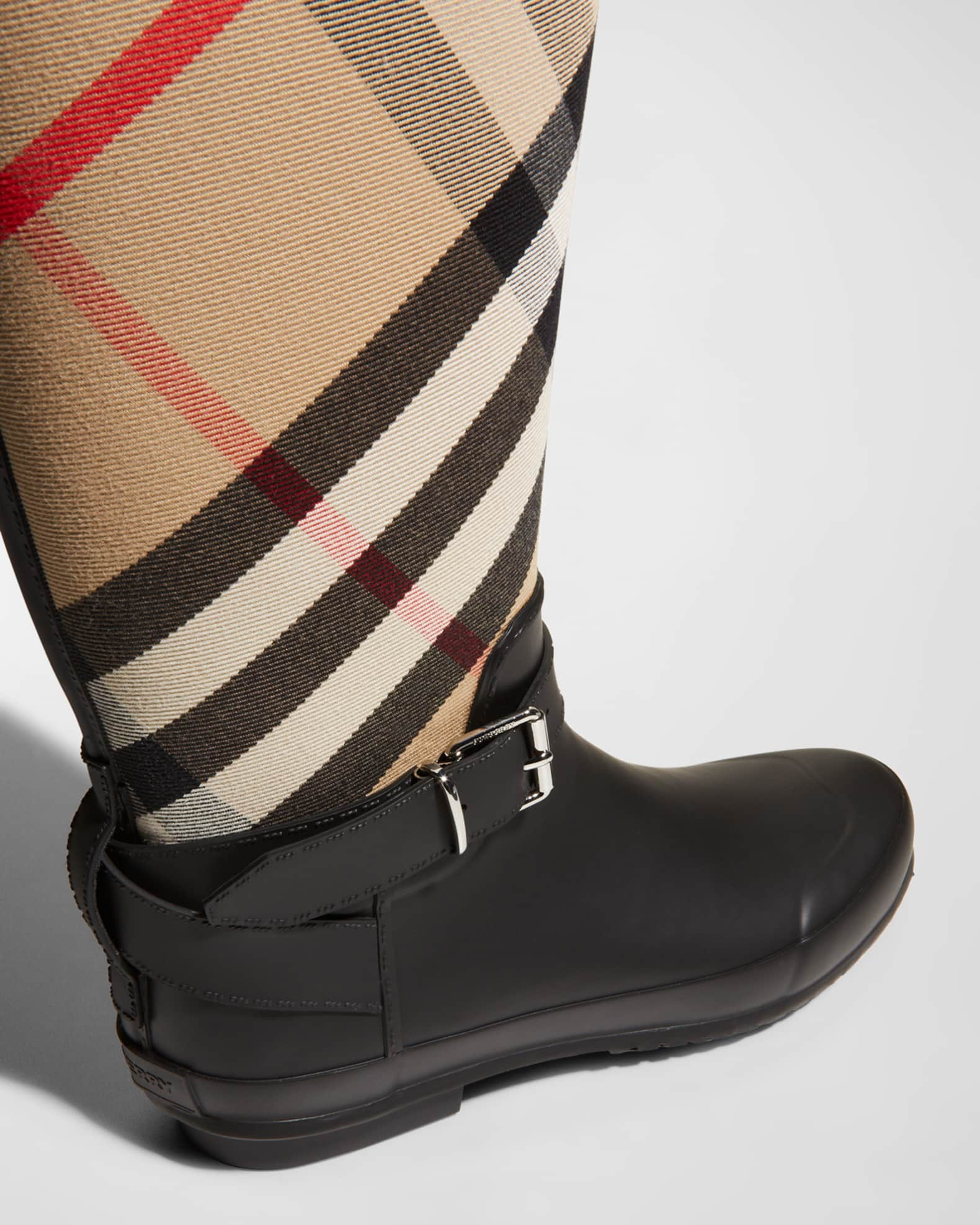 Burberry Bias Check Birkback Rain Boots