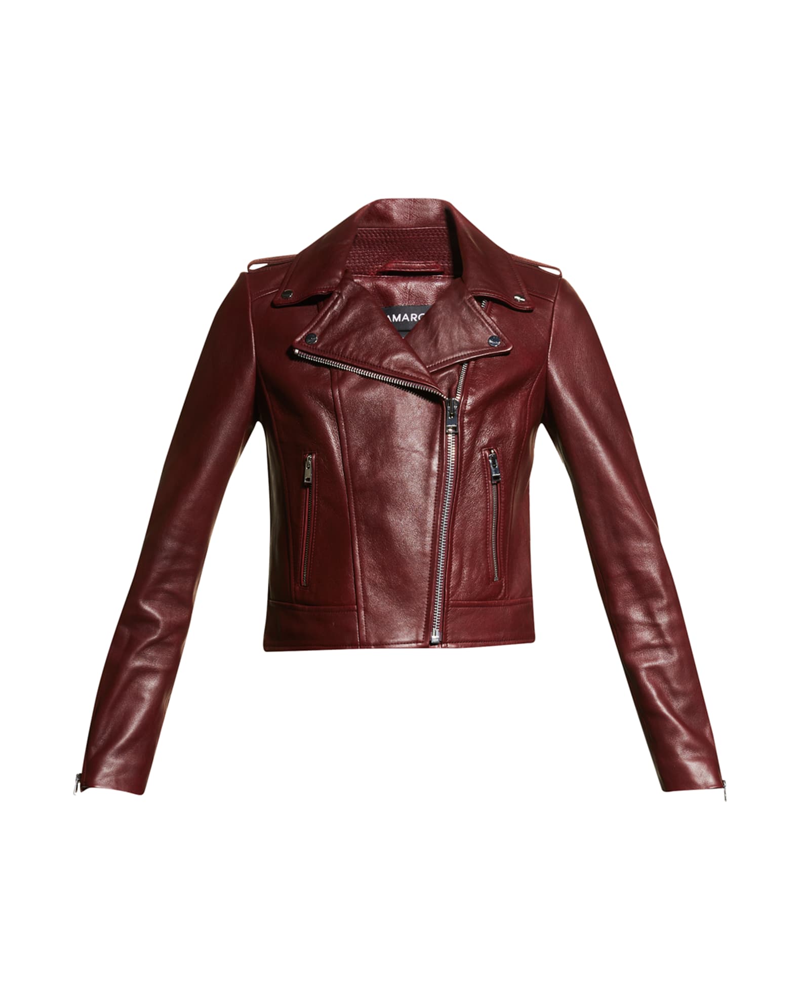 LaMarque Donna Hand-Waxed Leather Moto Jacket | Neiman Marcus