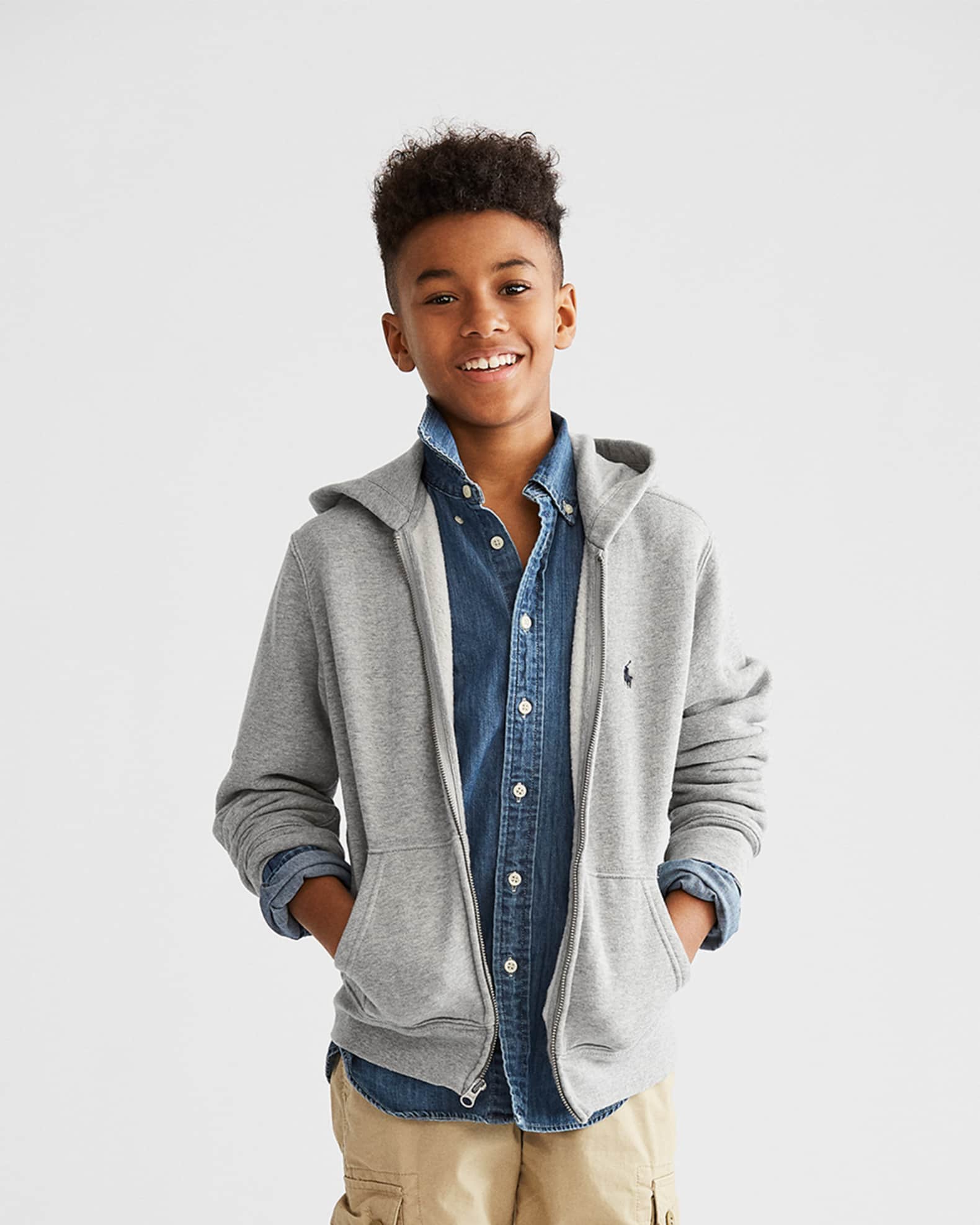 Ralph Lauren Childrenswear Boy s Cotton Blend Fleece Hoodie Size S XL Neiman Marcus