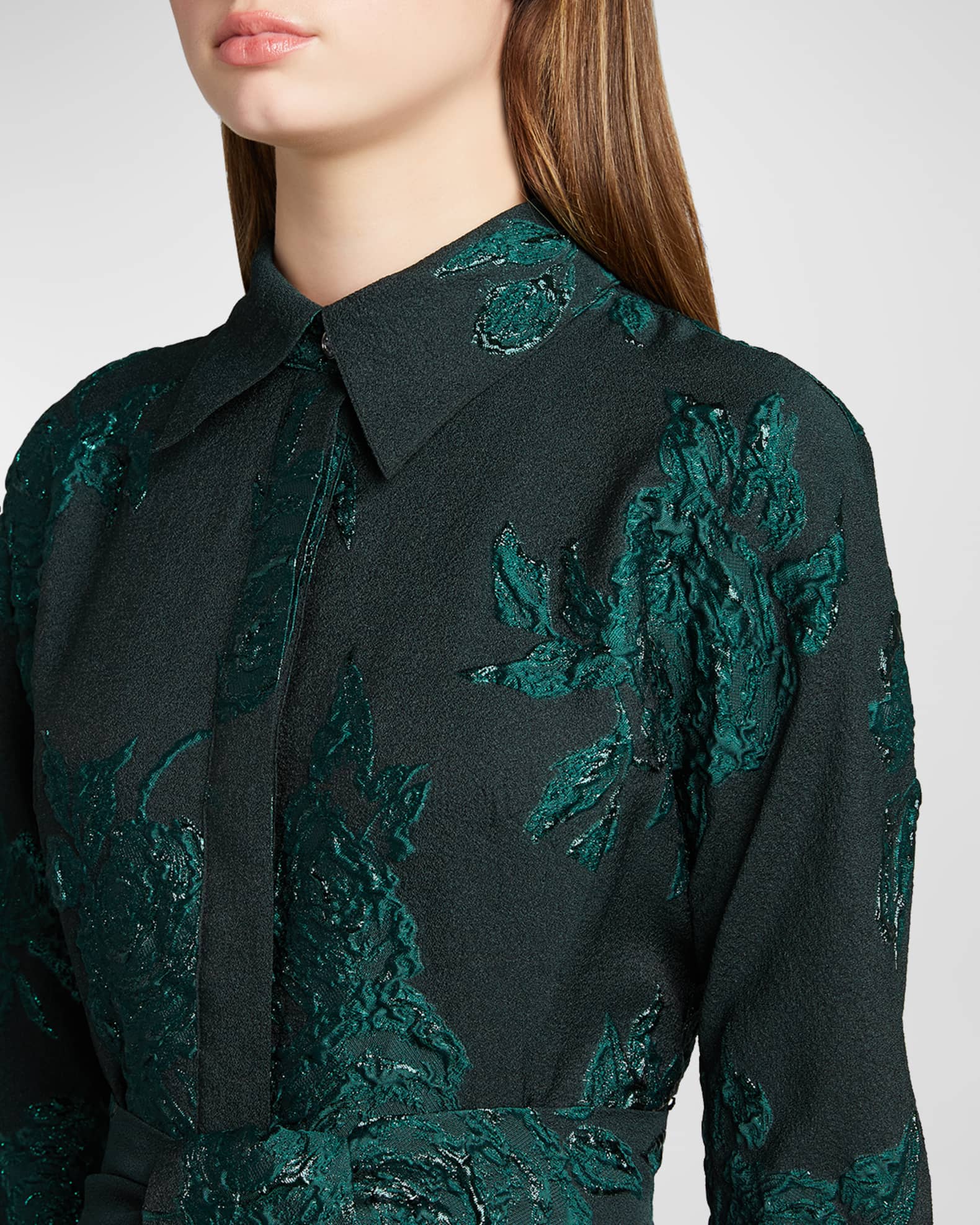 teri jon emerald green dress Crepe Asymmetrical Gown