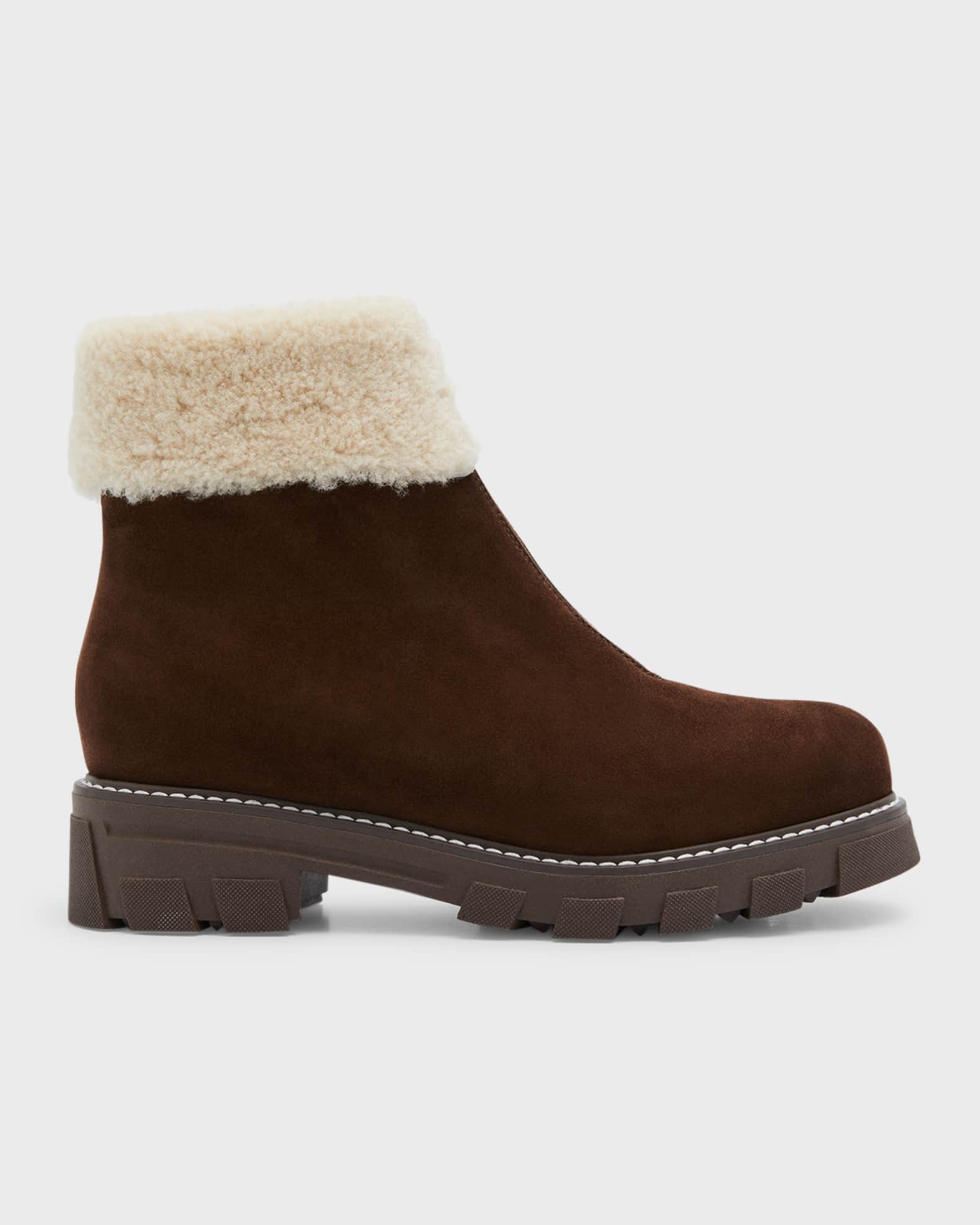 La Canadienne Abba Suede Shearling Waterproof Booties | Neiman Marcus