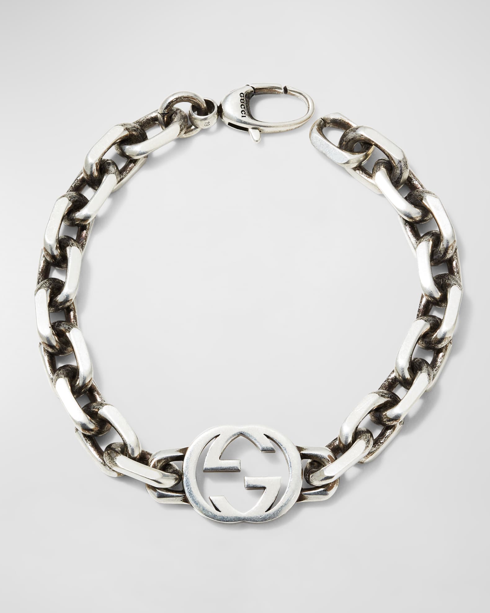Gucci Men's Sterling Silver Interlocking G Link Bracelet | Neiman Marcus