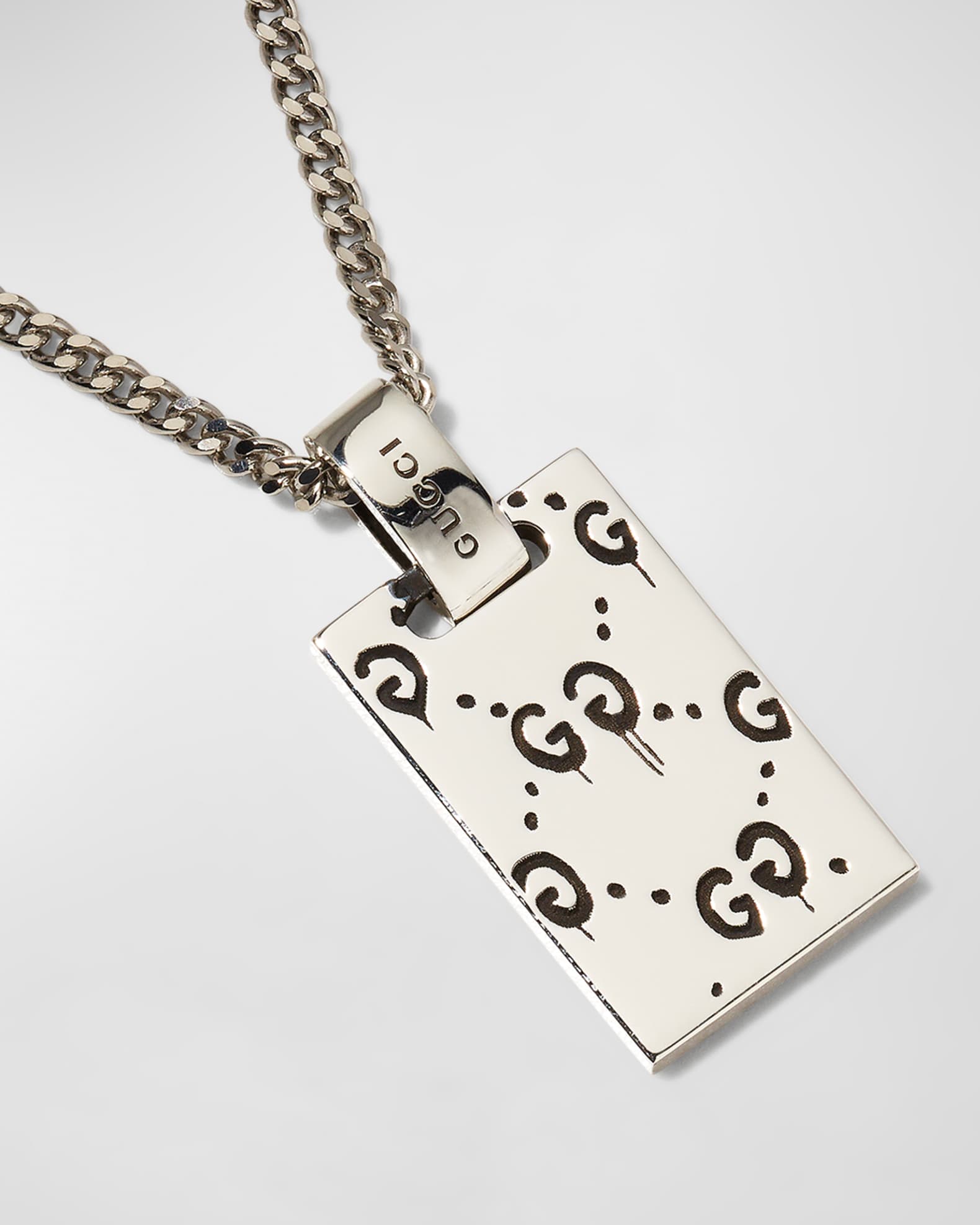 Men's gucci ghost sterling clearance silver pendant necklace