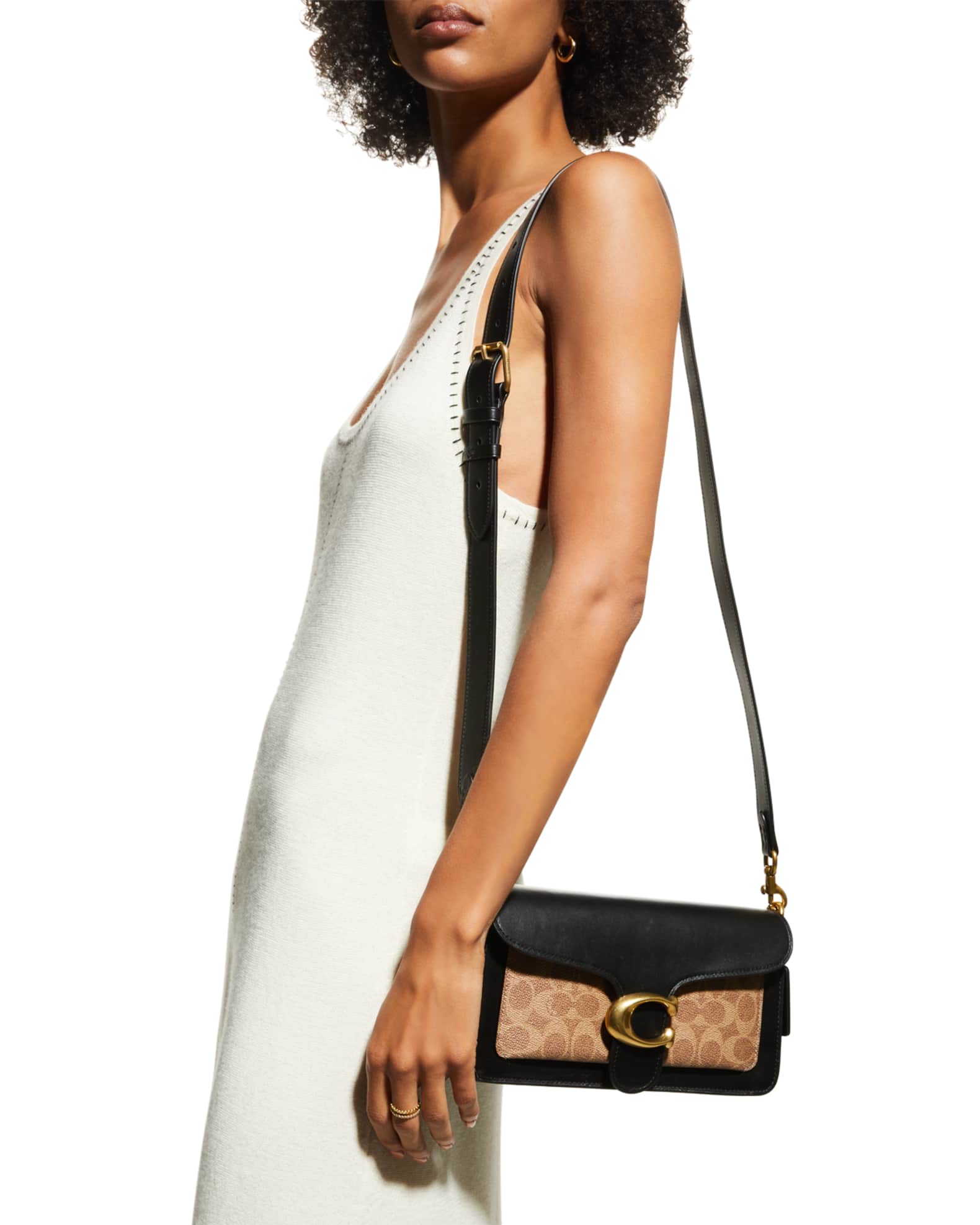 Coach Tabby Leather & Coated Canvas Signature Shoulder Bag | Neiman Marcus