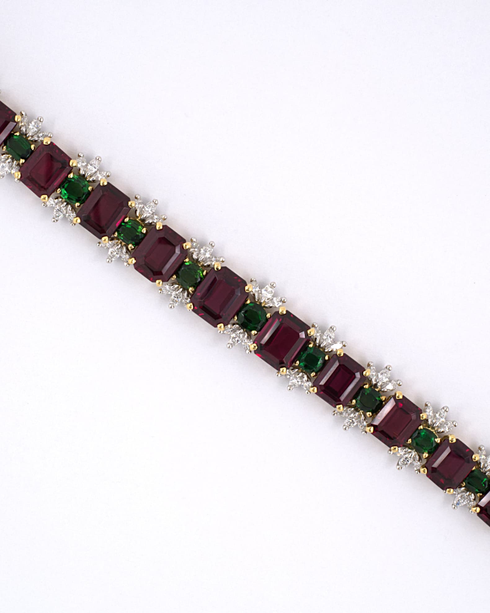 Estate Platinum and Yellow Gold Bracelet with Garnets, Tourmalines and Diamonds 1