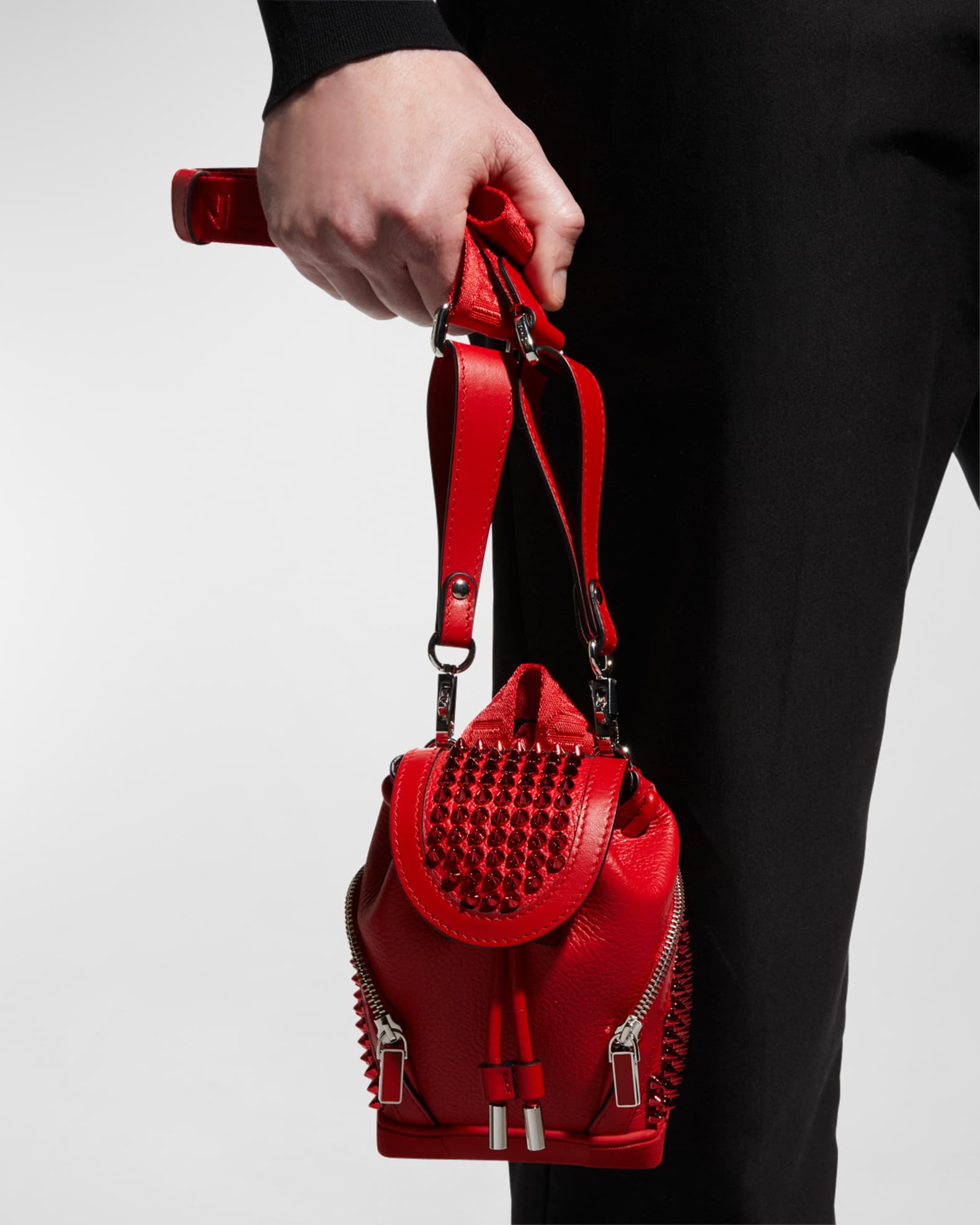 Christian Louboutin Men's Explorafunk Keyring Studded Crossbody Bag