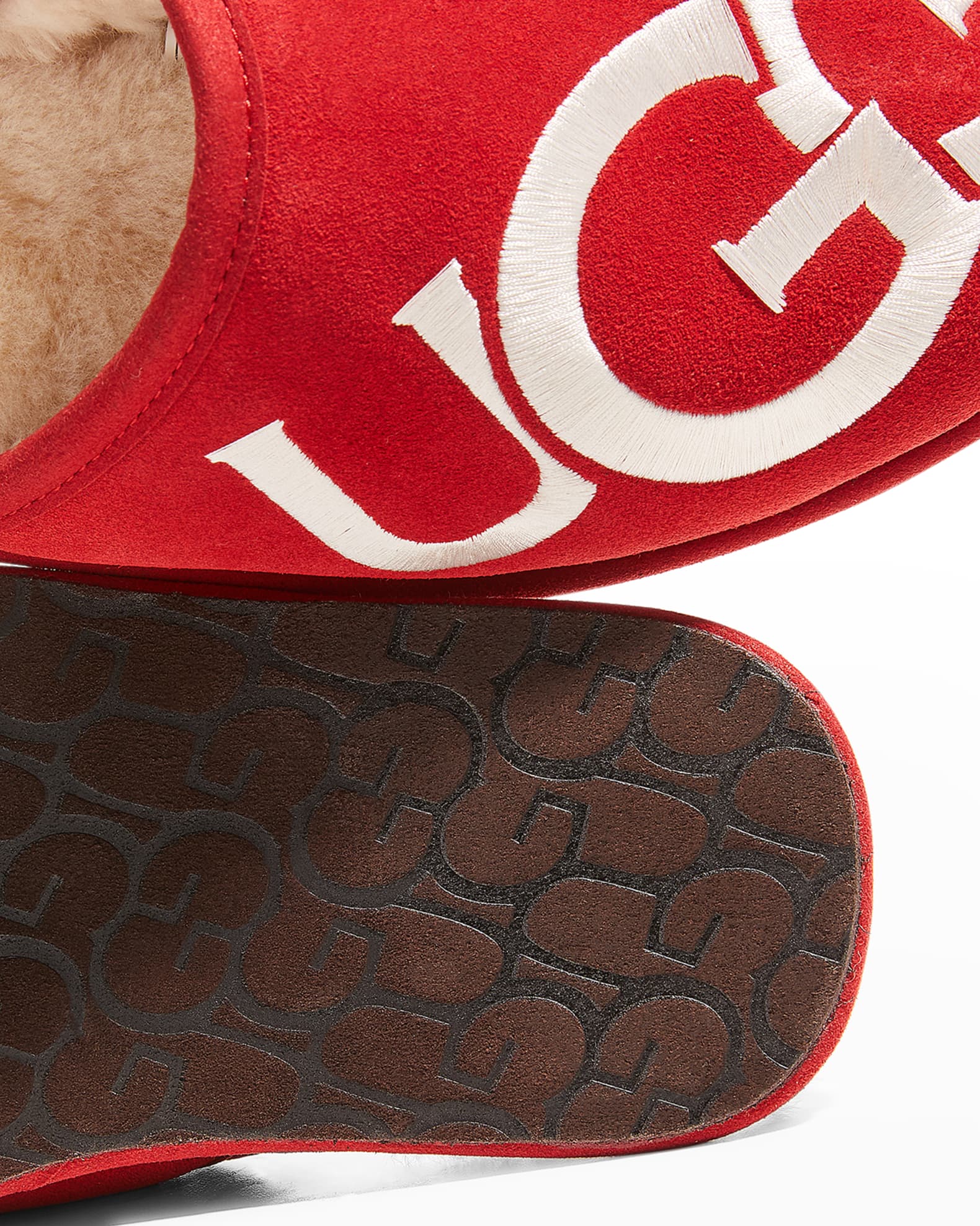 UGG Men's Scuff Logo Suede/Sheepskin Slippers | Neiman Marcus