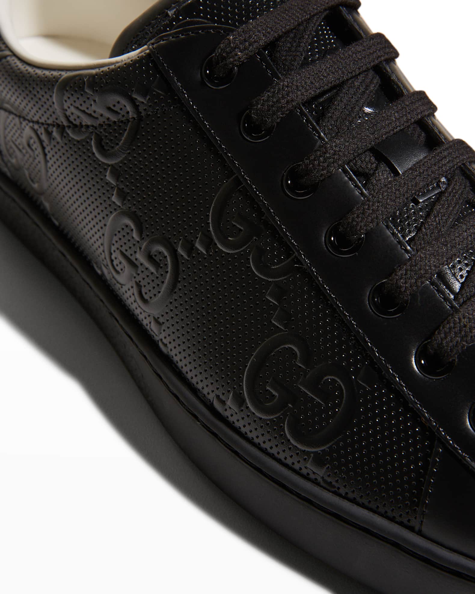 Gucci Men's Ace GG Embossed Low Top Sneakers