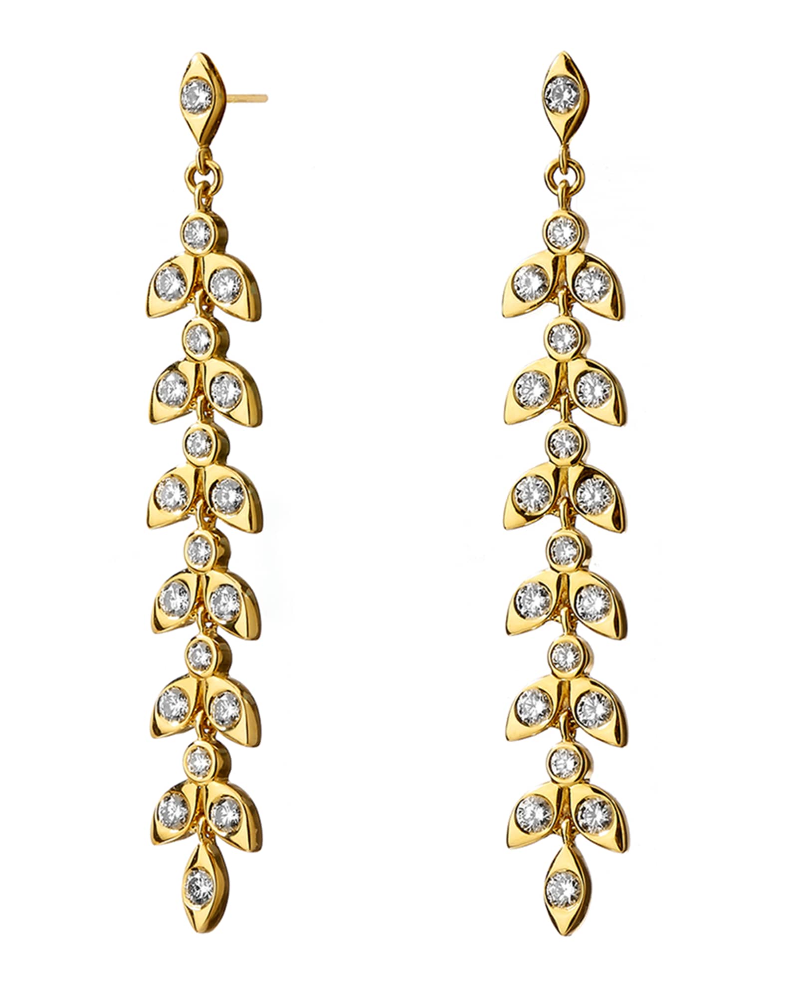 Syna 18k Diamond Mogul Leaf Earrings | Neiman Marcus