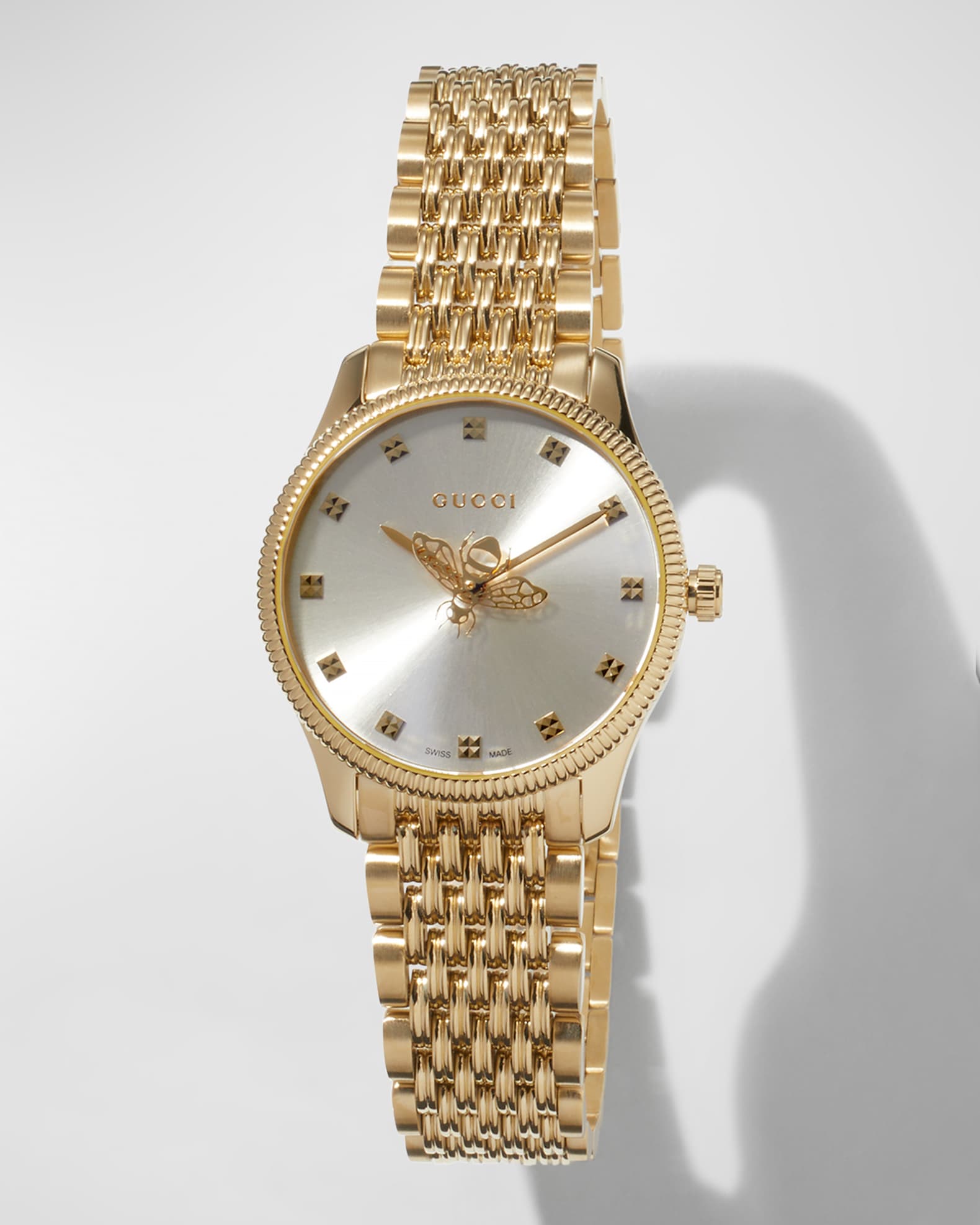 Gucci 29mm G-Timeless Bee Watch with Bracelet Strap, Gold | Neiman