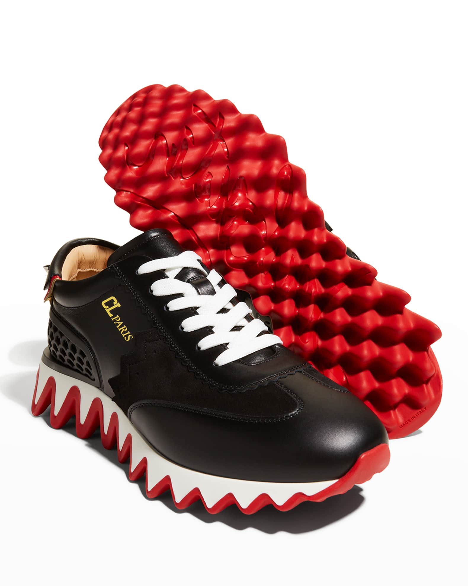 Christian Louboutin Men's Loubishark Flat Leather Red-Sole Runner