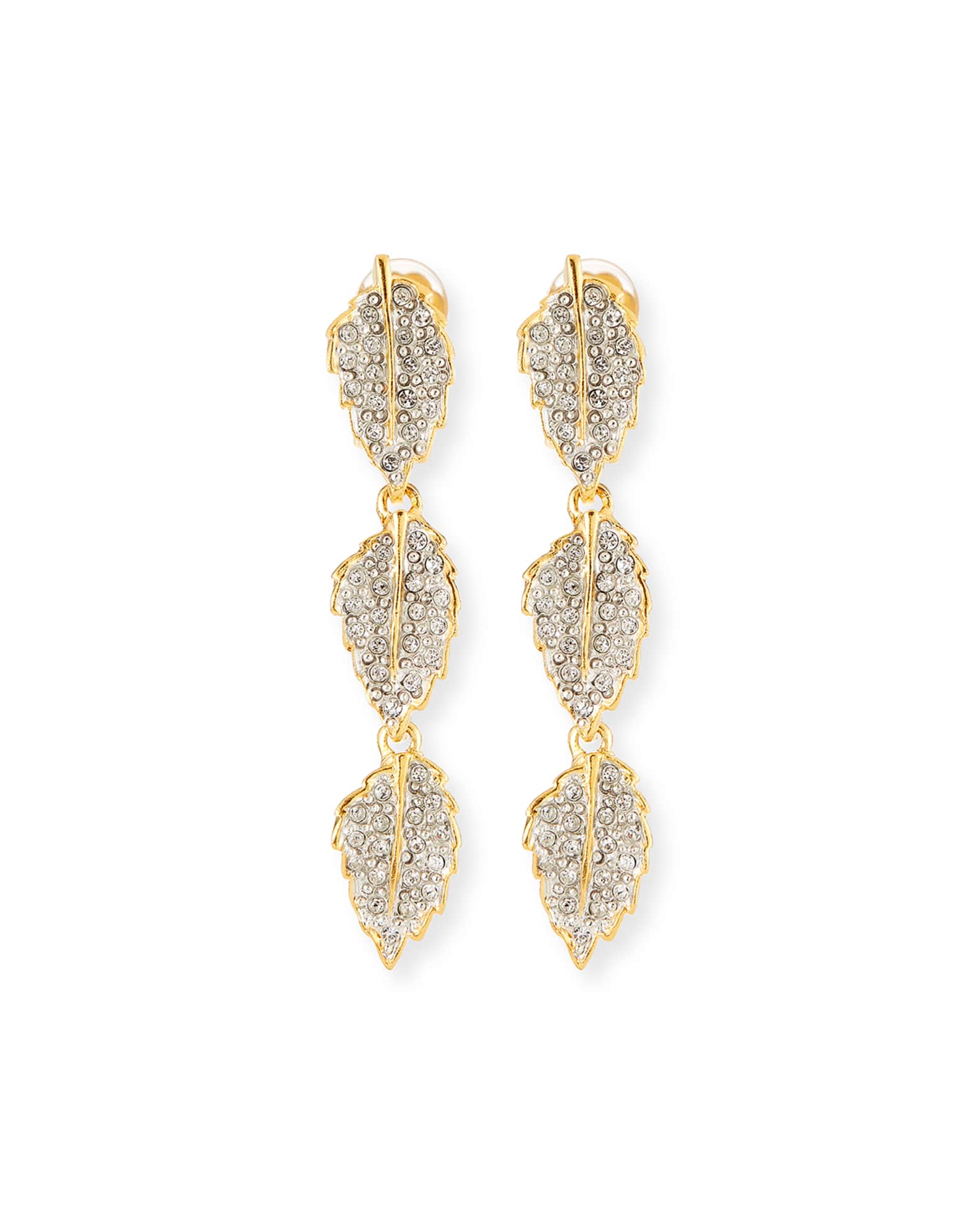 Rhinestone Leaves Clip Earrings 0
