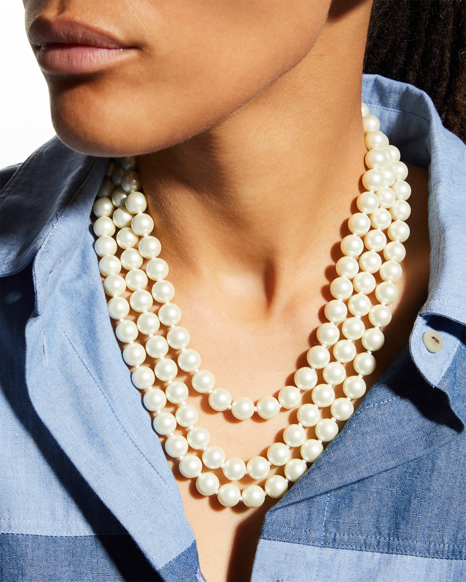 Deco 3-Row Pearly Necklace 1
