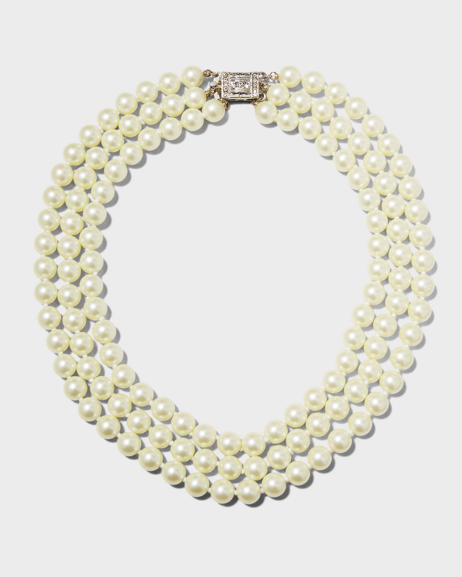 Deco 3-Row Pearly Necklace 0