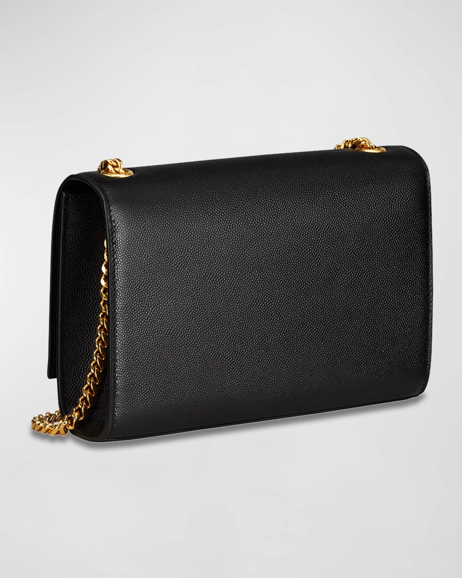 Kate chain wallet with tassel in grained metallic leather discount
