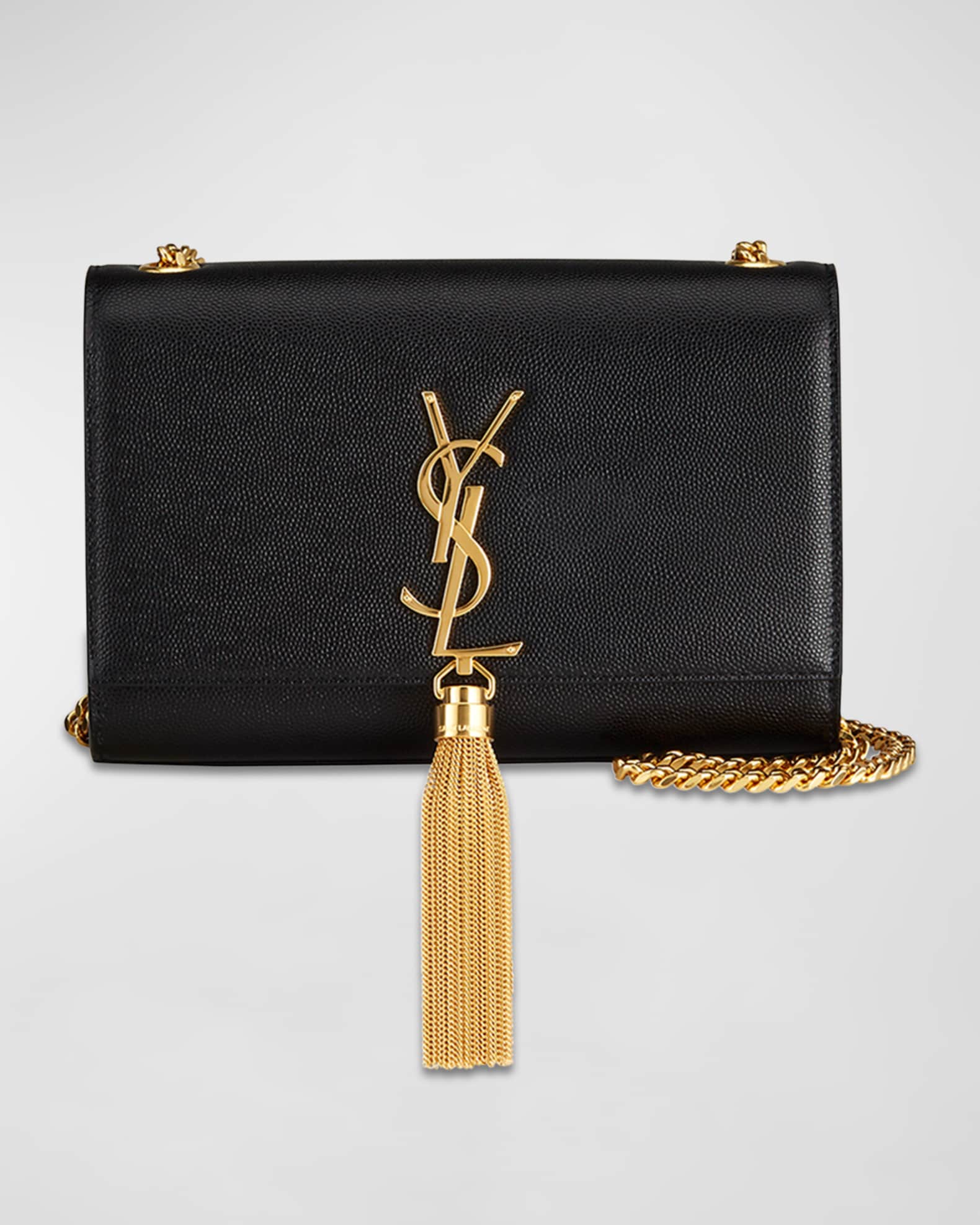 Kate monogramme leather clutch bag Saint Laurent Beige in Leather