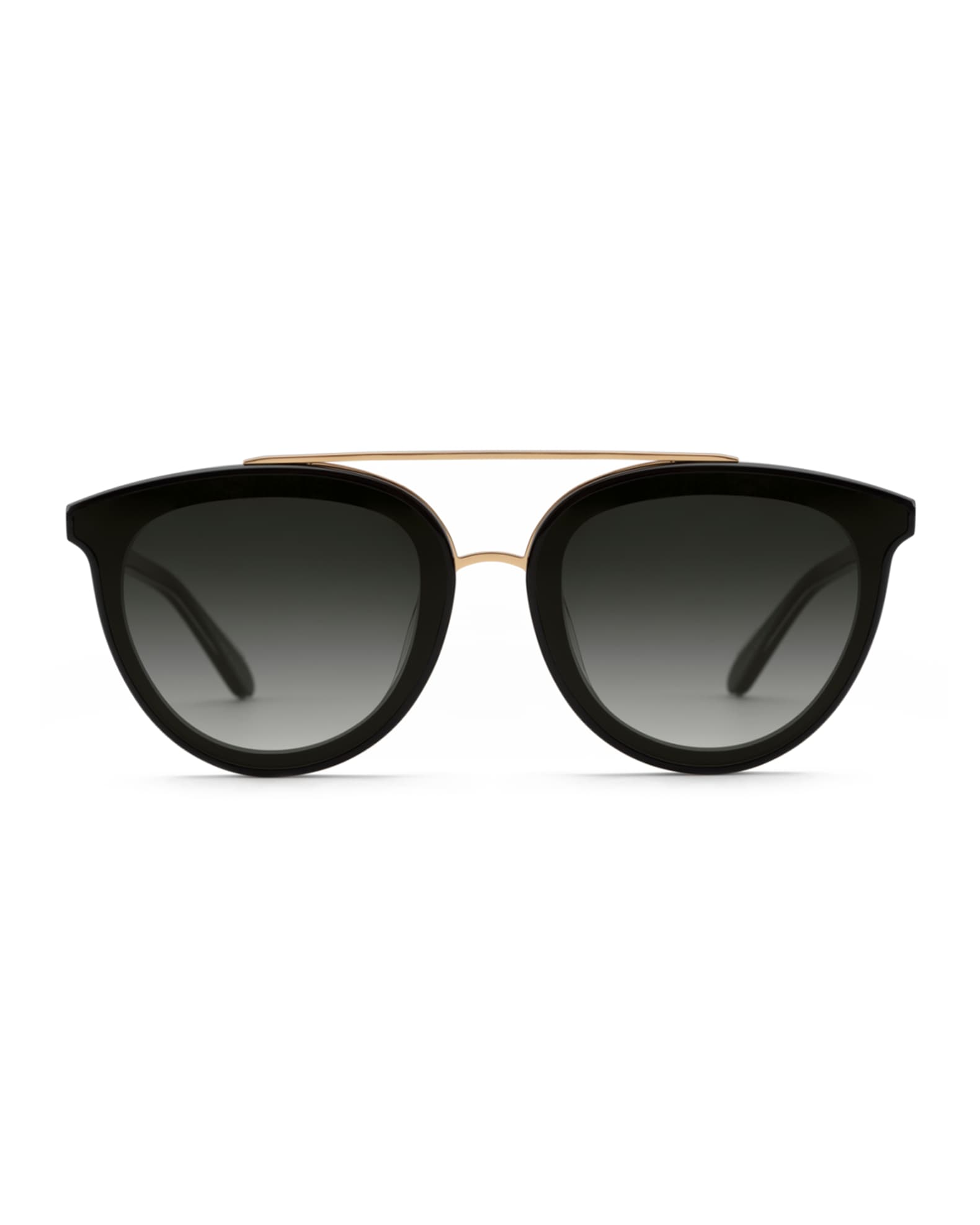 Clio Round Acetate Sunglasses, Black 1