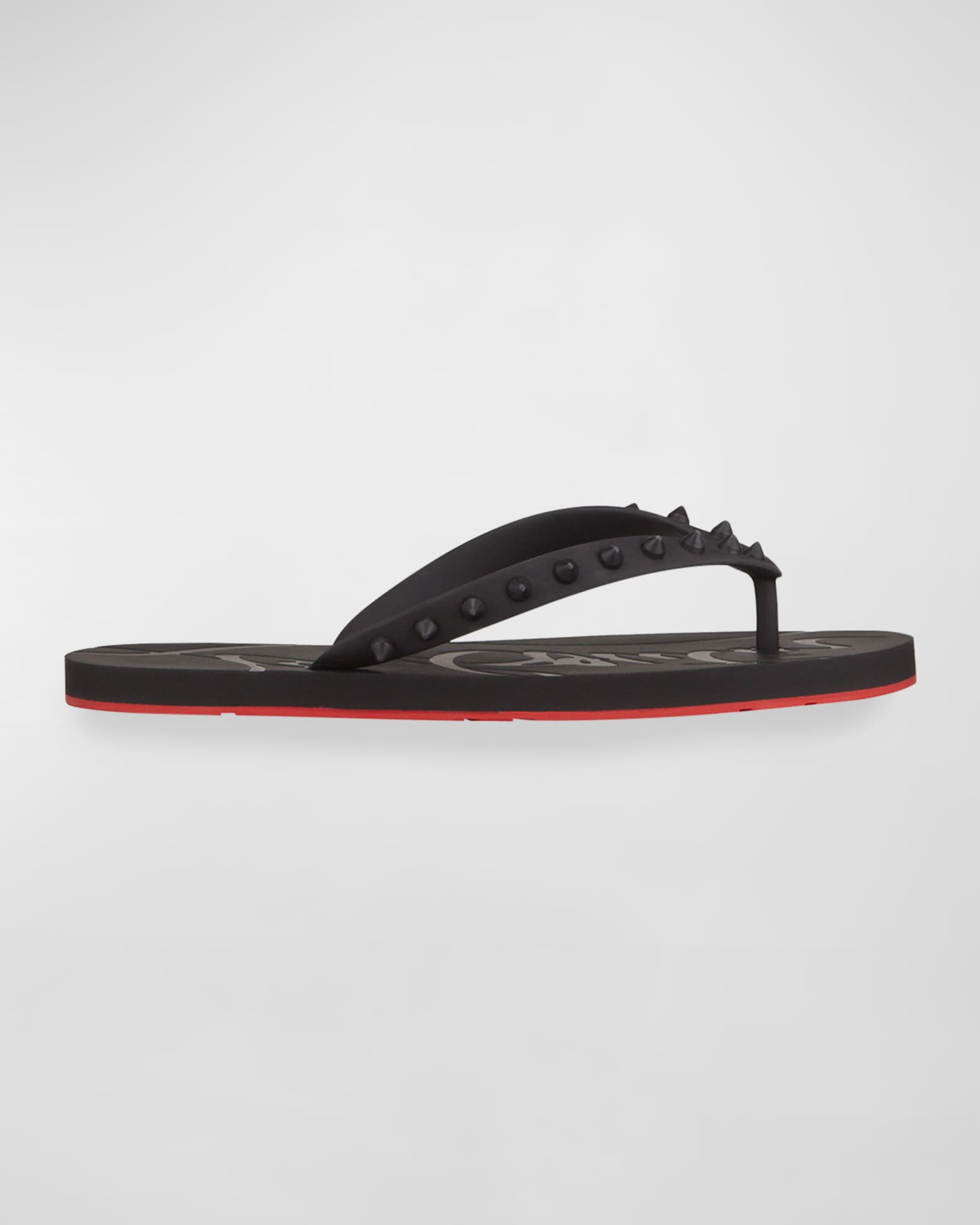 Christian Louboutin Loubi Flip Spiked Rubber Flip Flops - Women - Black Sandals - IT36