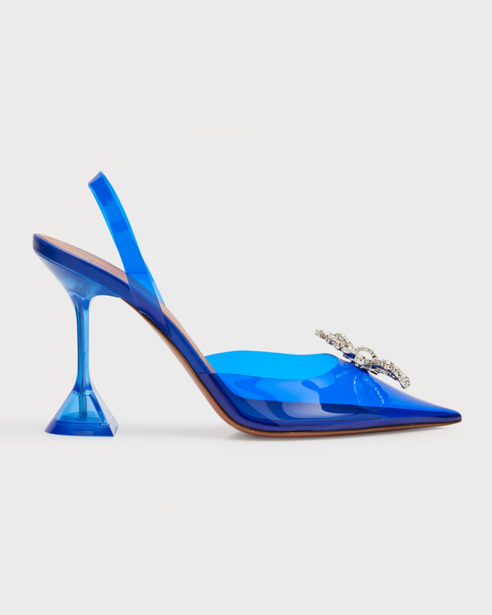 Electric blue Amina Muaddi jelly heels