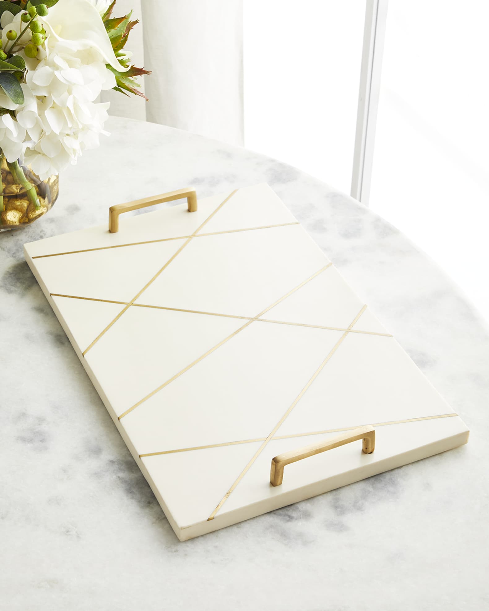 Vertical Lines Bone Resin Tray
