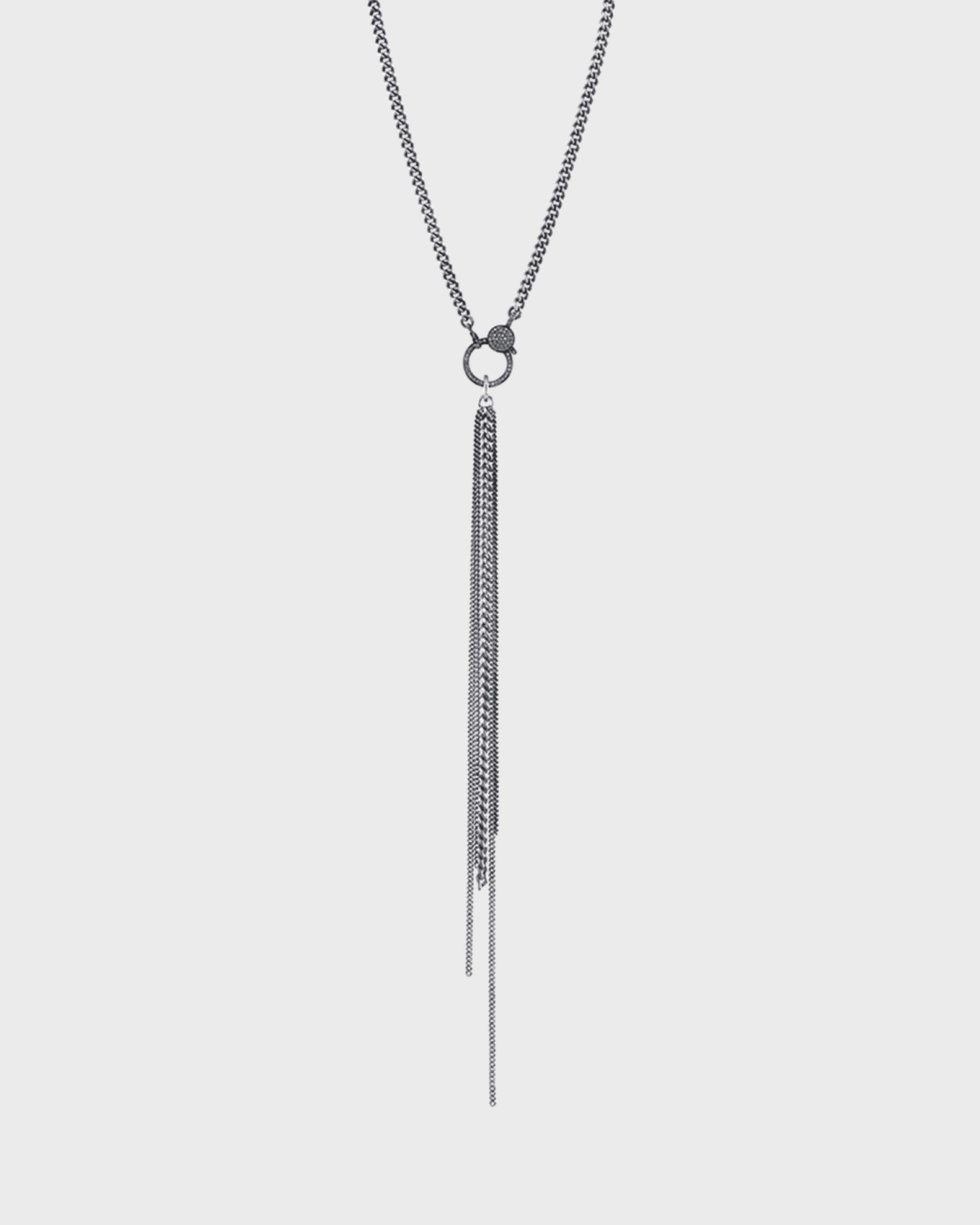 Curb Chain Tassel Necklace with Diamond Clasp 0