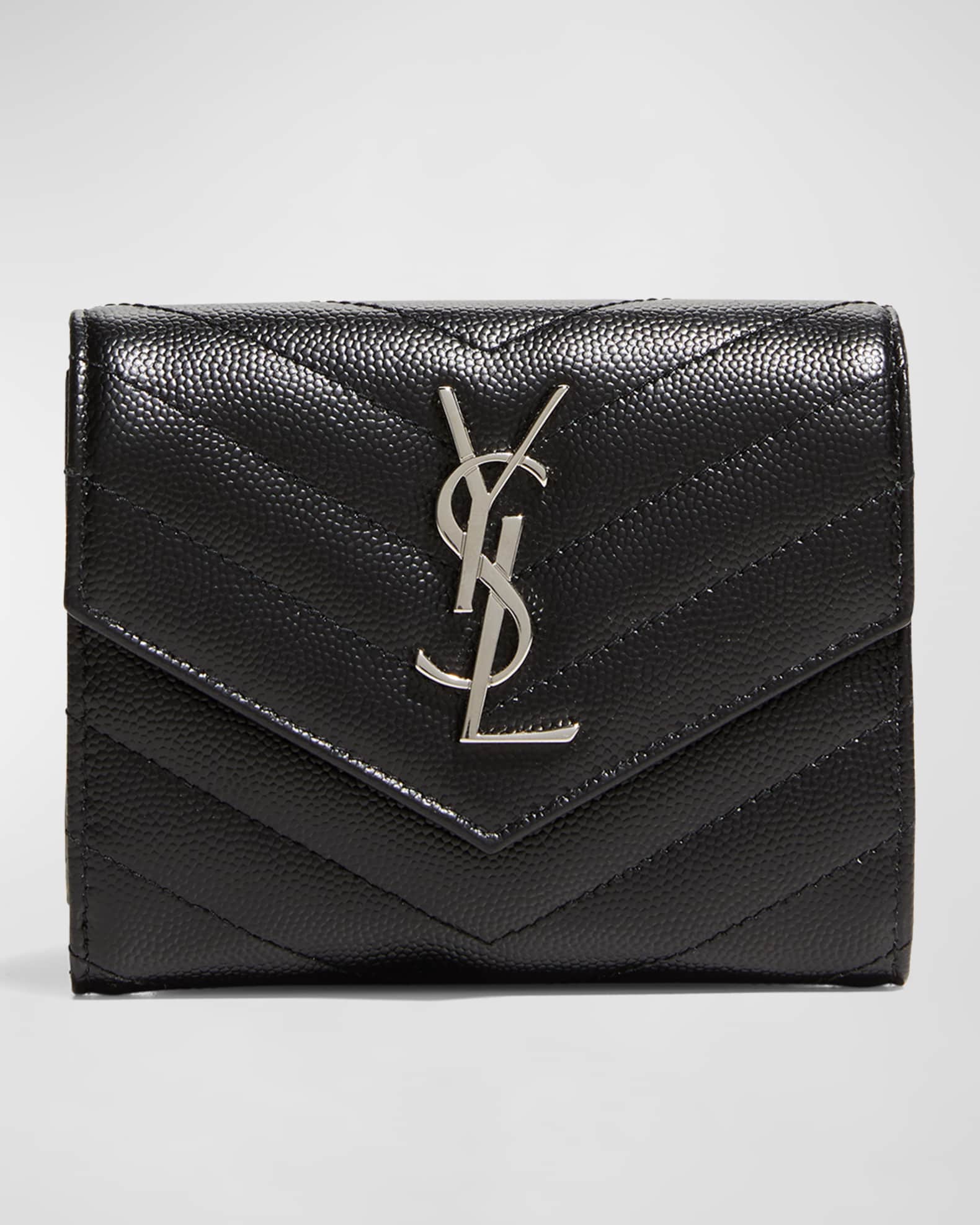 Saint Laurent Monogram YSL Compact TriFold Wallet Neiman Marcus